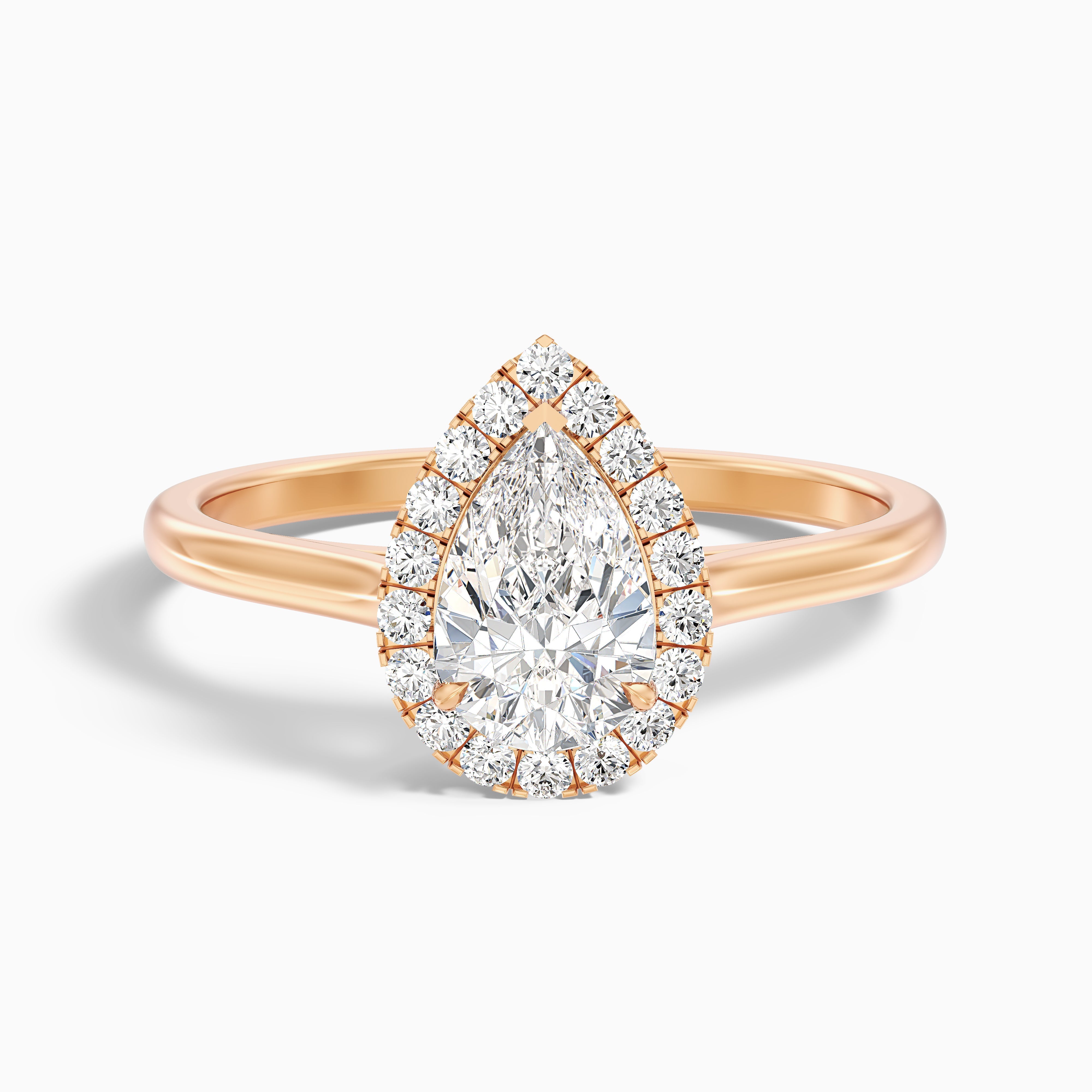 Aura 3.5 Carat Pear Halo Lab Grown Engagement Ring in 18k White Gold