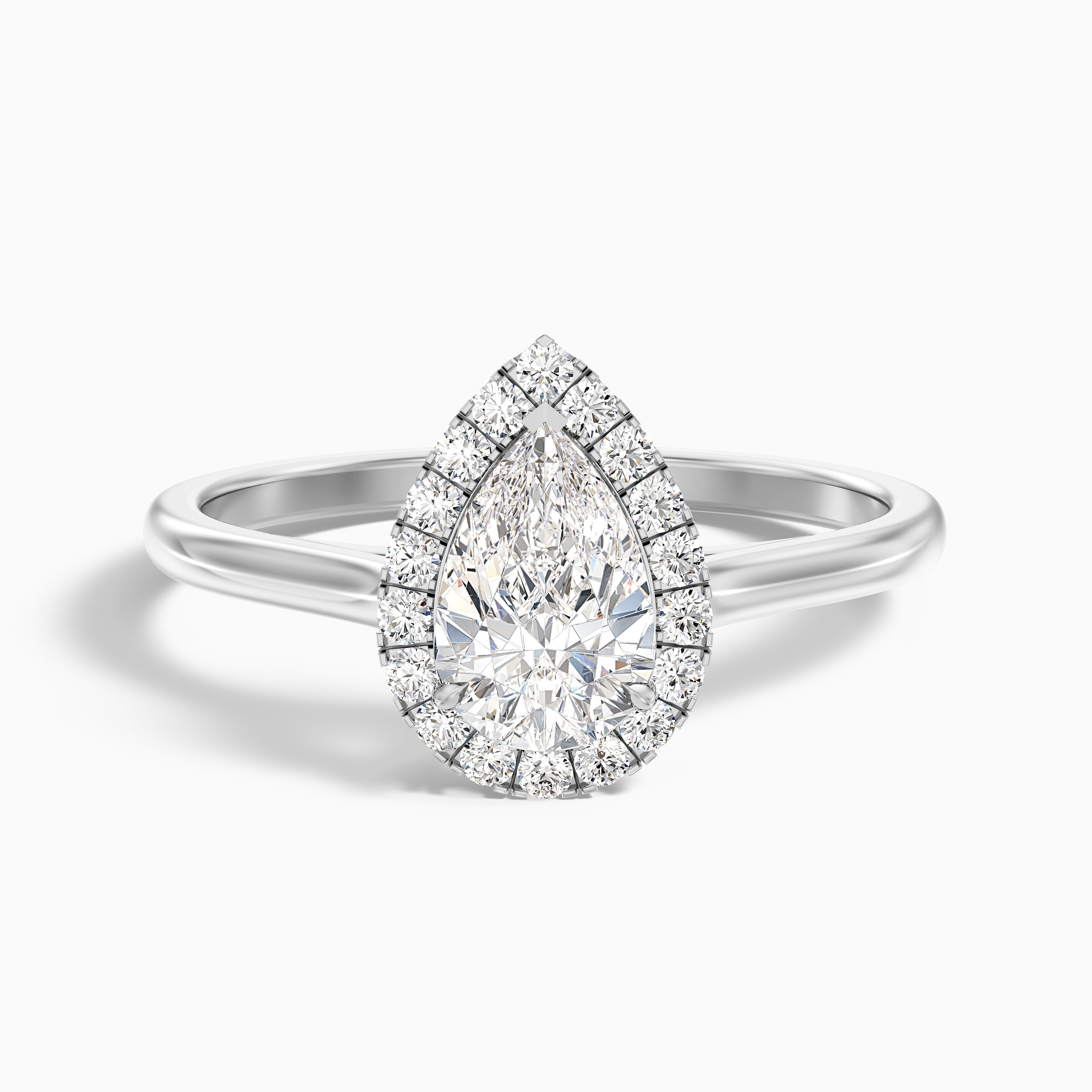 Arya 3.5 Carat Pear Halo Moissanite Diamond Ring in 14k Yellow Gold