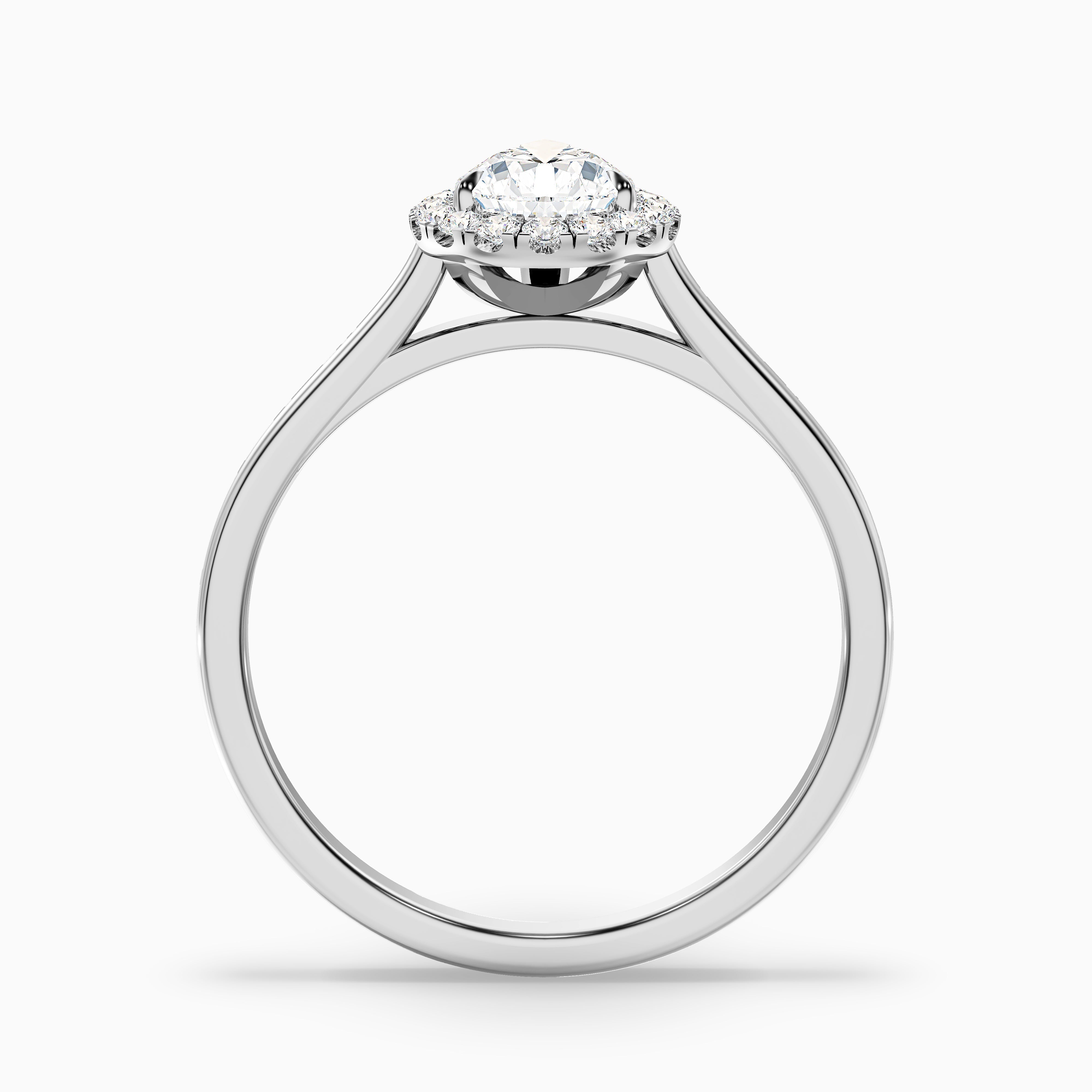 Aura 2.5 Carat Pear Halo Lab Grown Engagement Ring in 18k White Gold