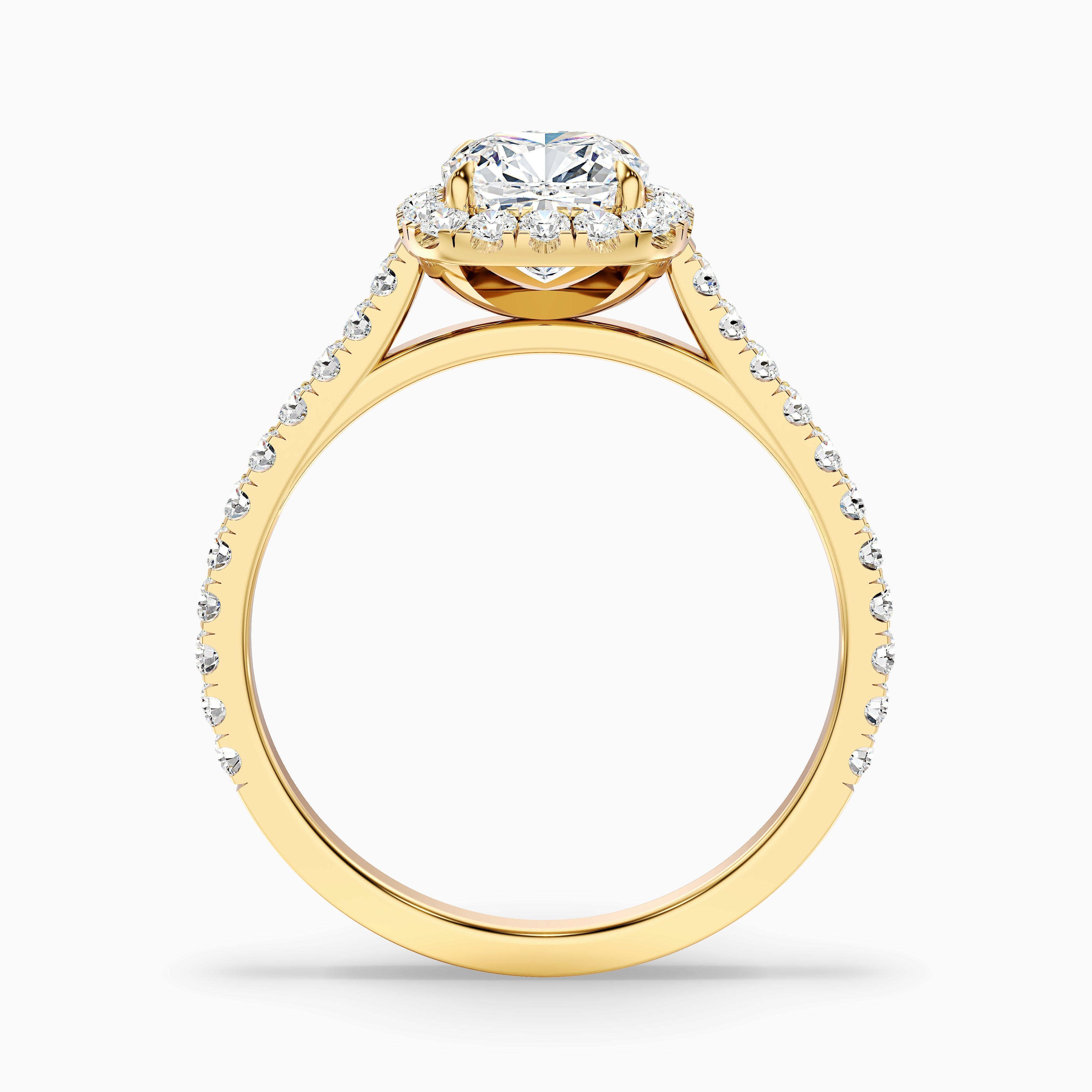 Jini 3.5 Carat Cushion Cut Halo Pave Moissanite Diamond Ring in 14k Rose Gold