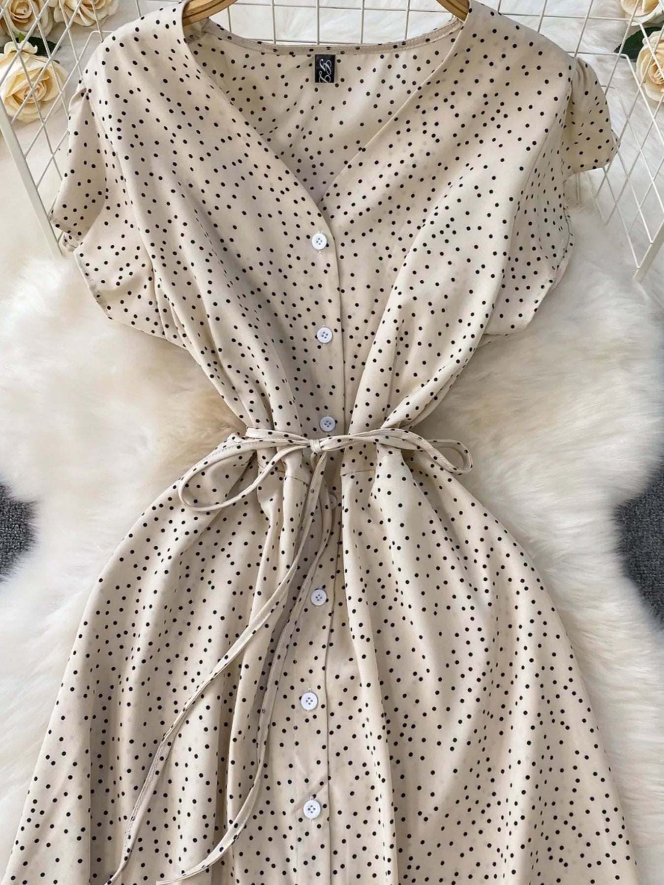 Polka Dot Button-Down Dress