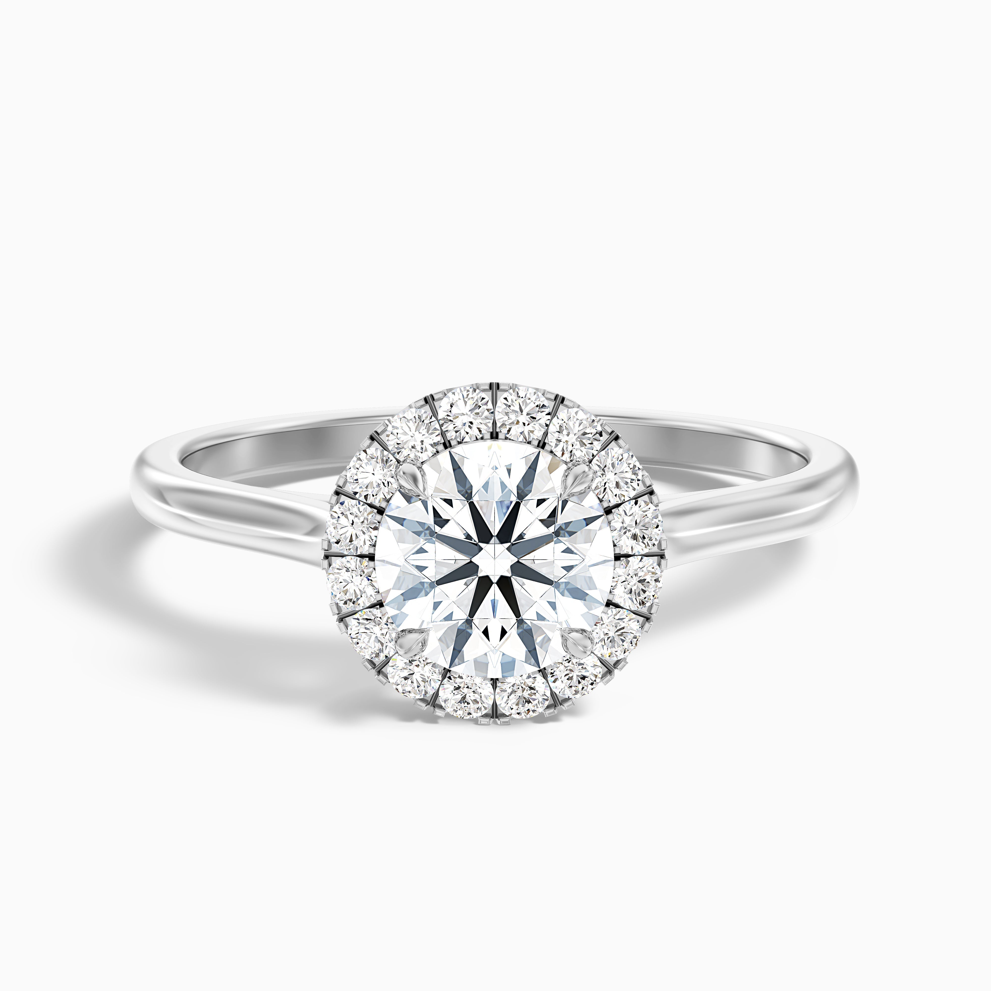 Ember 1 Carat Round Halo Pave Moissanite Diamond Ring in 10k Rose Gold