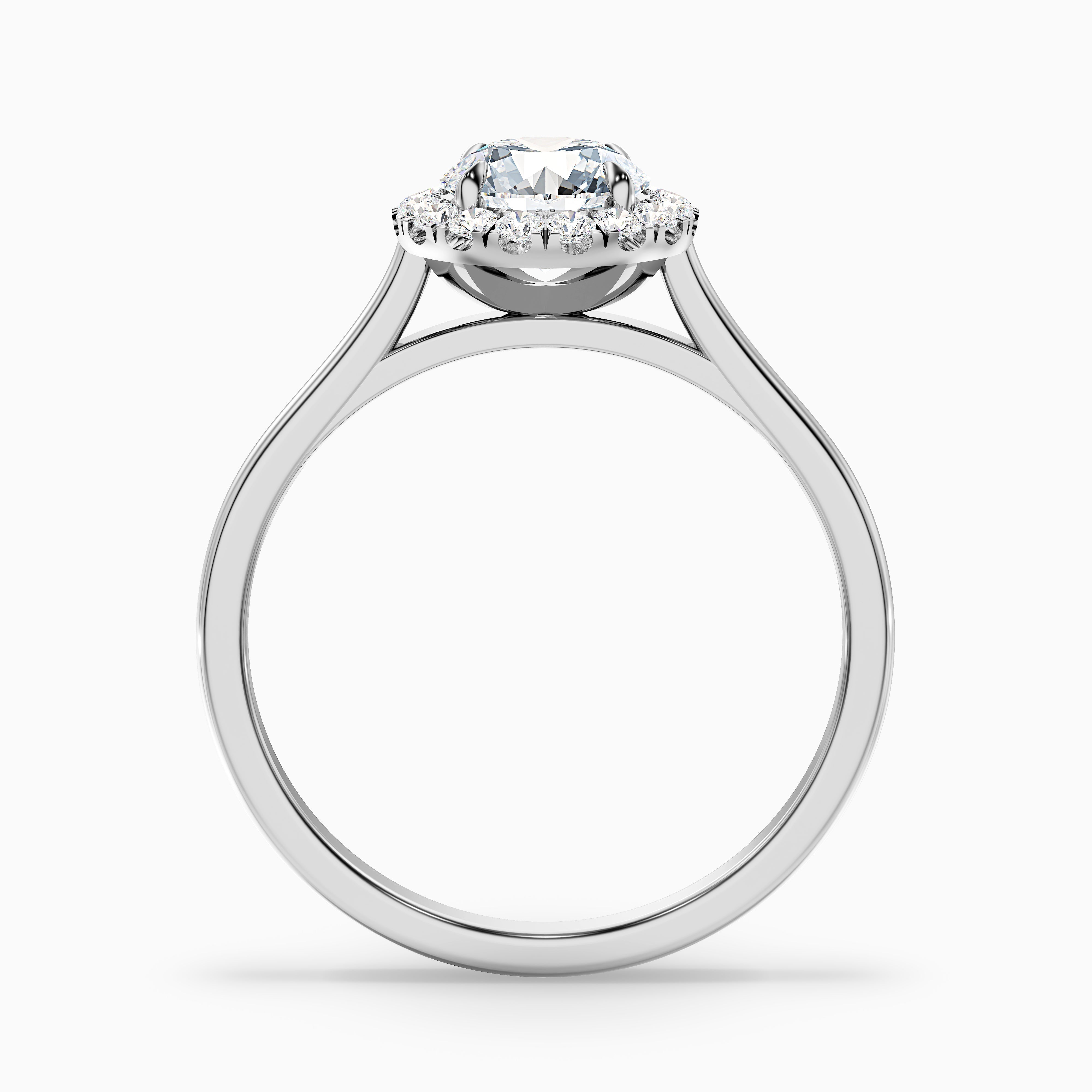 Ember 2.5 Carat Round Halo Pave Moissanite Diamond Ring in 18k White Gold