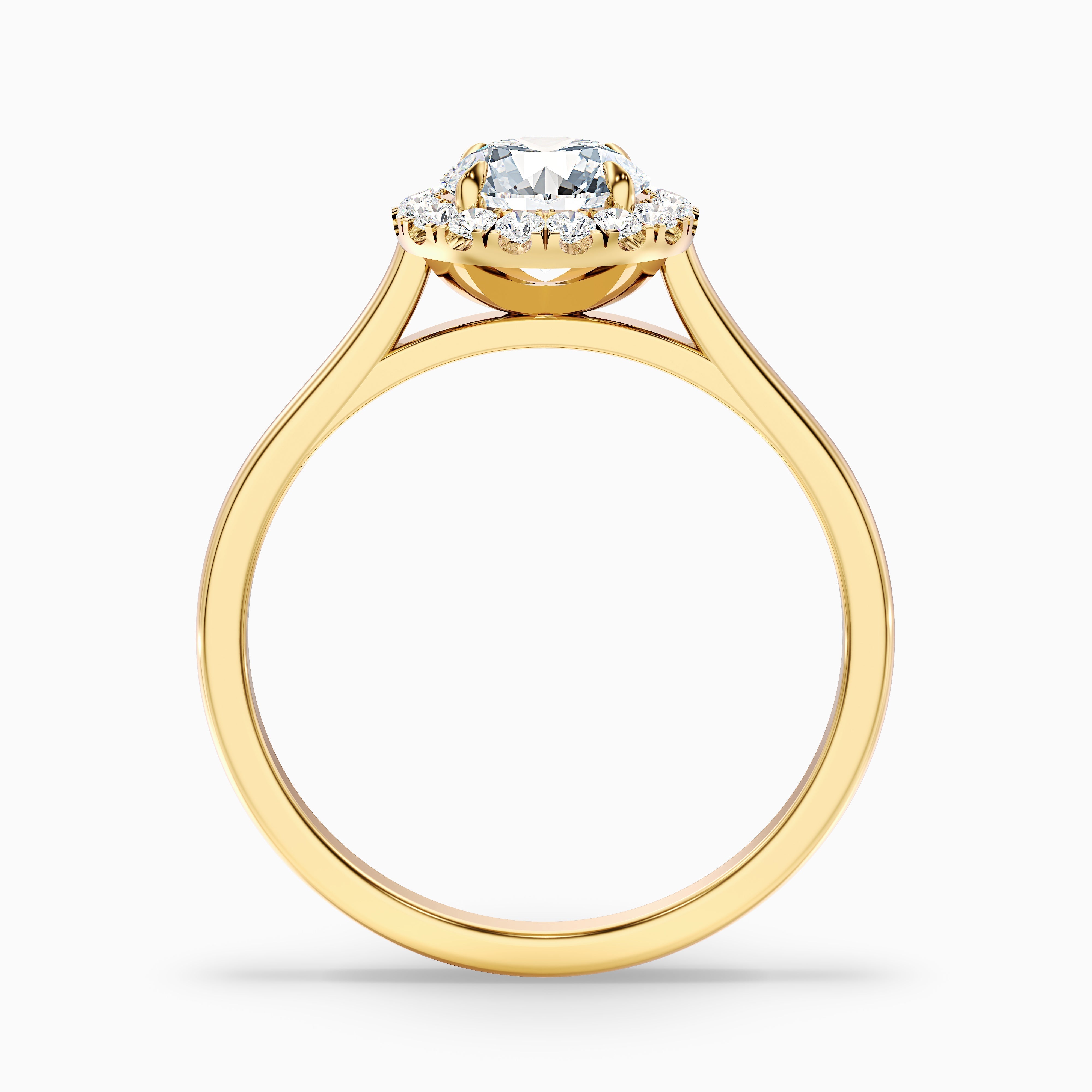 Ember 3.5 Carat Round Halo Pave Moissanite Diamond Ring in 14k Yellow Gold