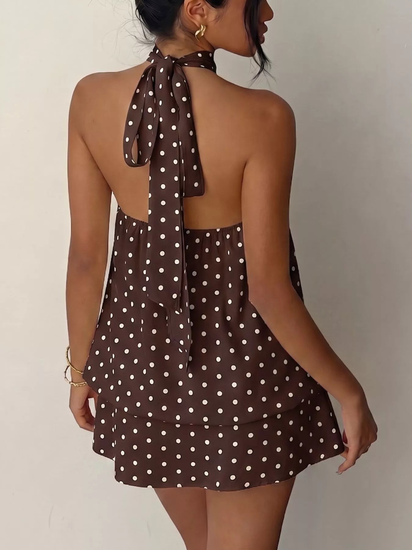 Polka Dot Halter Neck Mini Dress