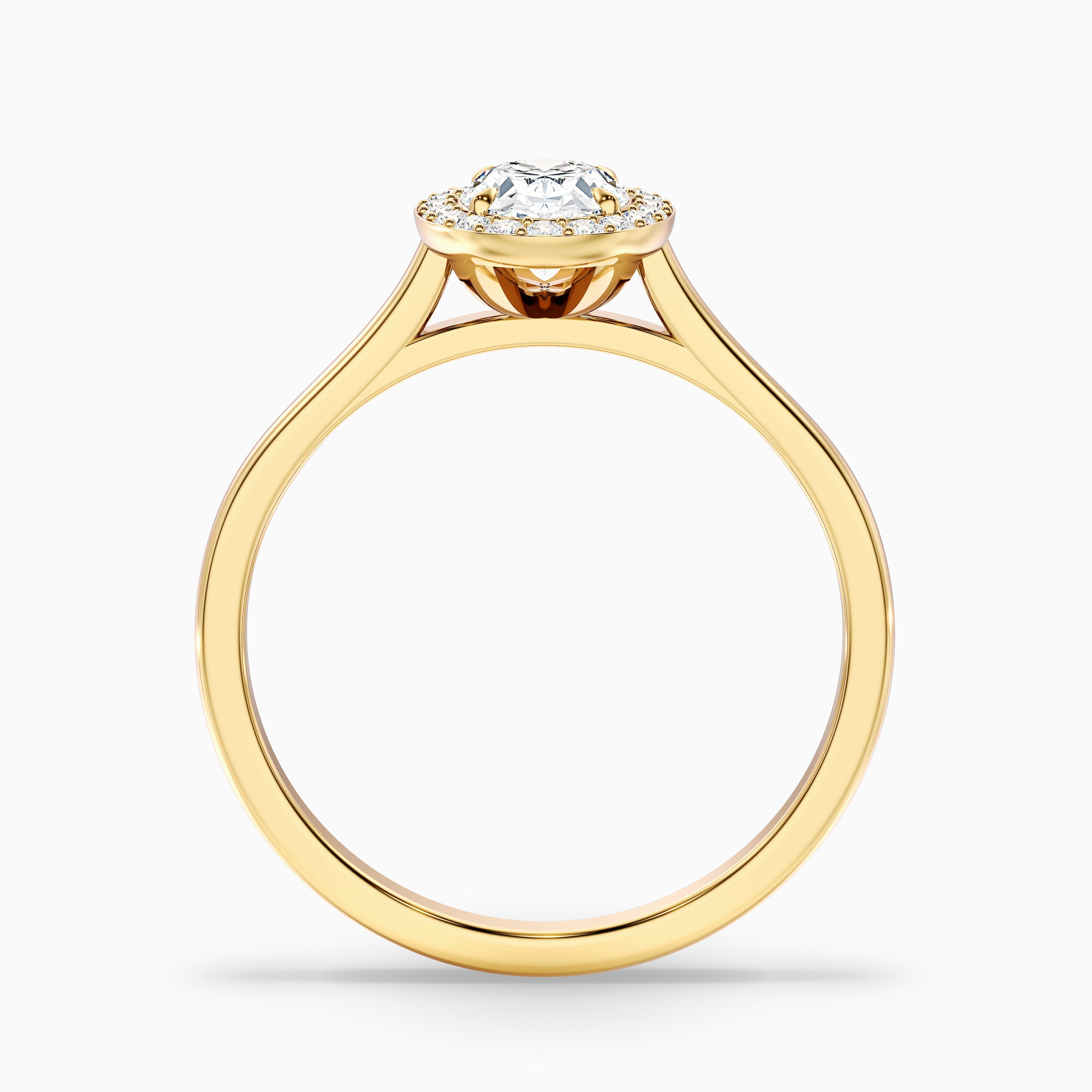 Carol 2.5 Carat Oval Cut Halo Lab Grown Engagement Ring in 14k Yellow Gold