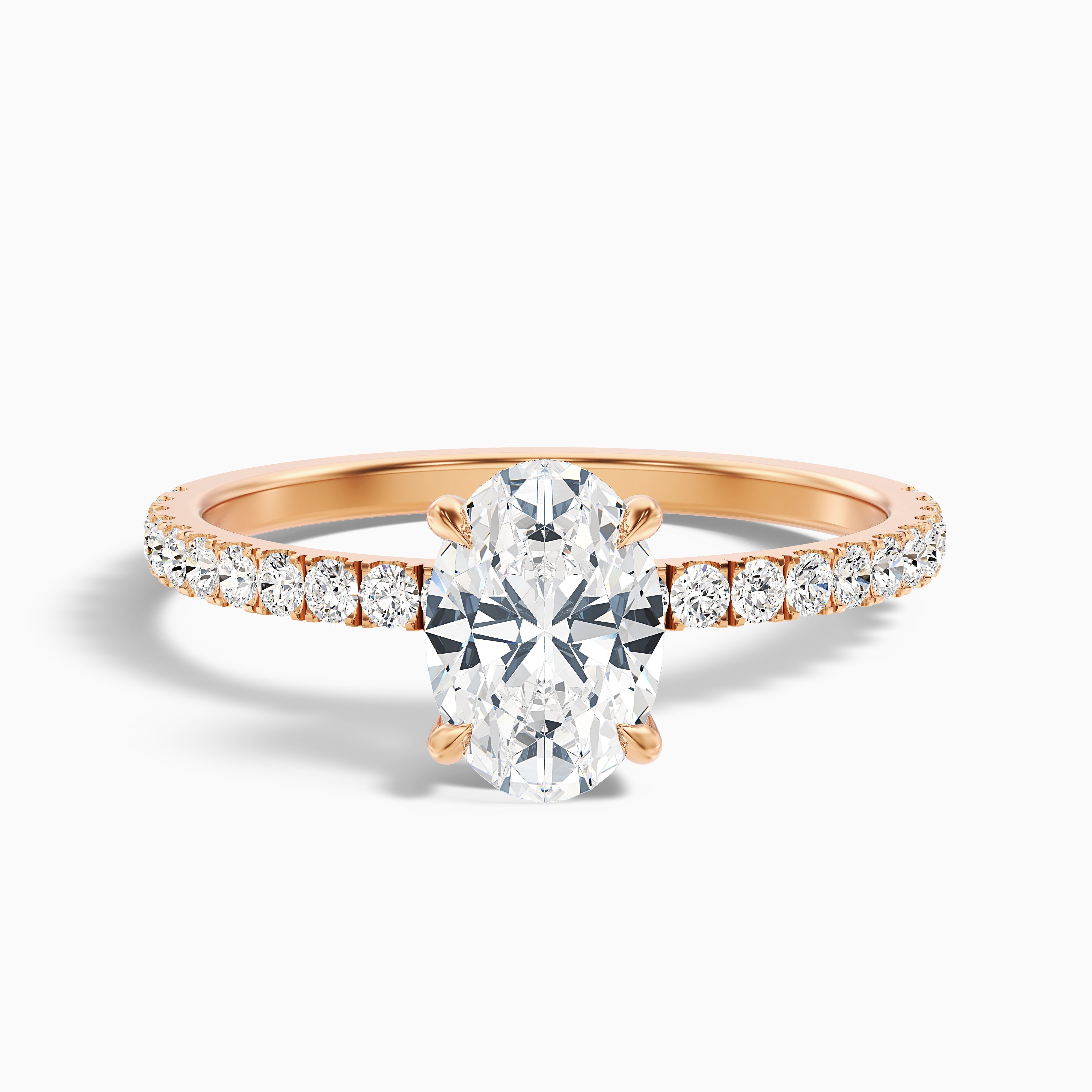 Eliza 5 Carat Oval Hidden Halo Moissanite Diamond Ring in 10k White Gold