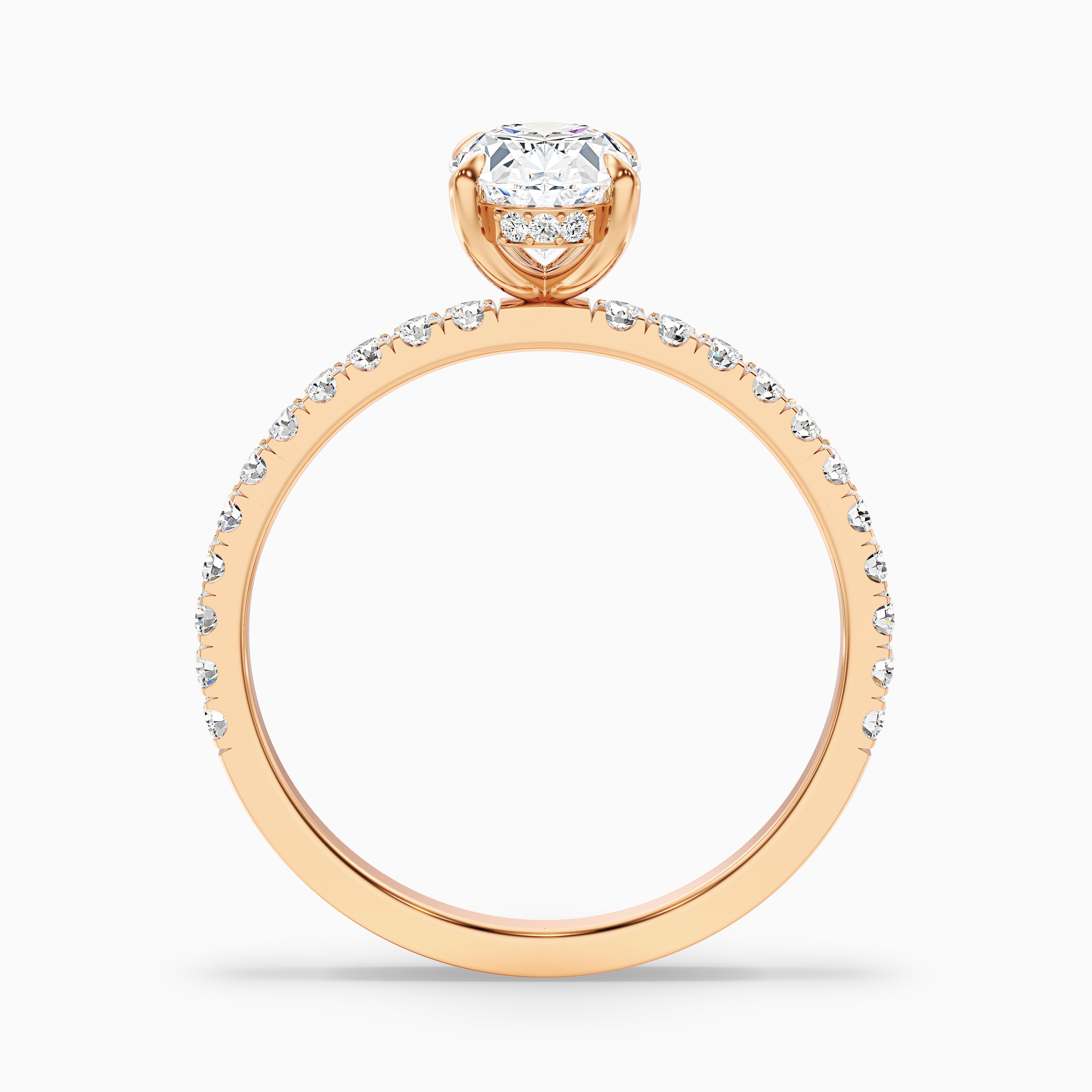 Eliza 4.5 Carat Oval Hidden Halo Moissanite Diamond Ring in 14k Rose Gold