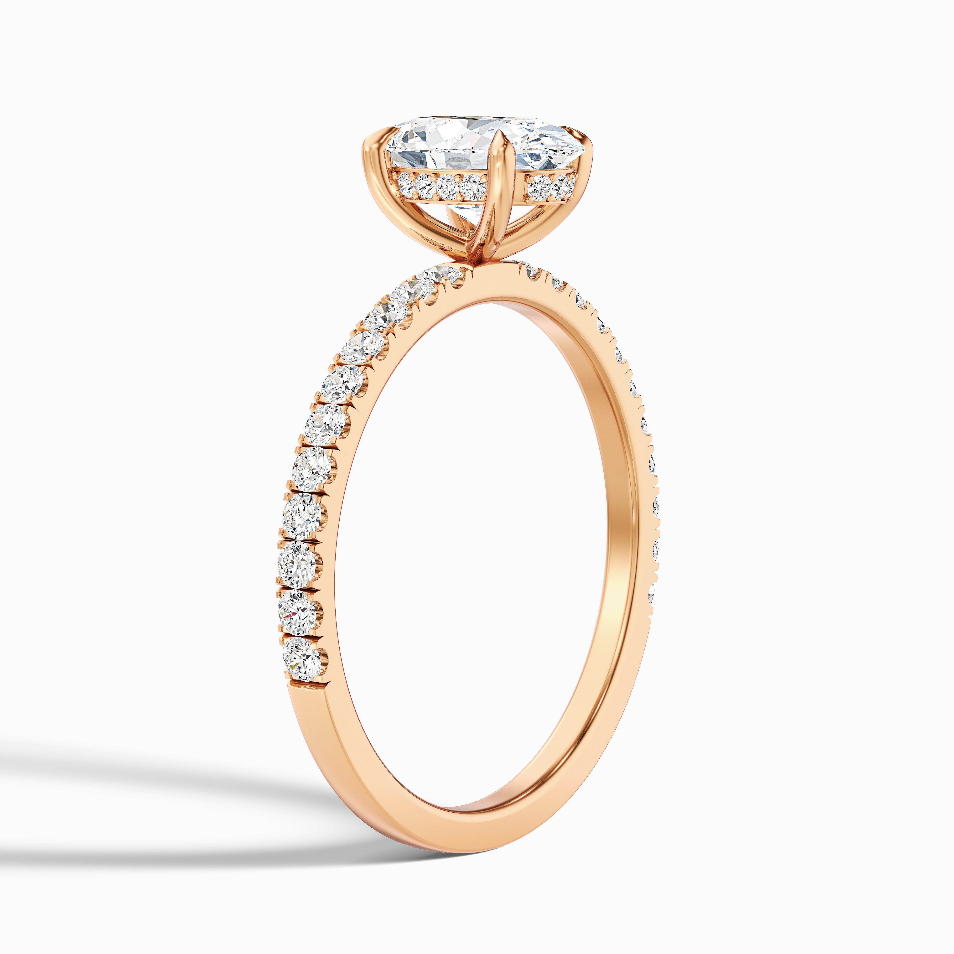 Eliza 2 Carat Oval Hidden Halo Moissanite Diamond Ring in 14k Rose Gold