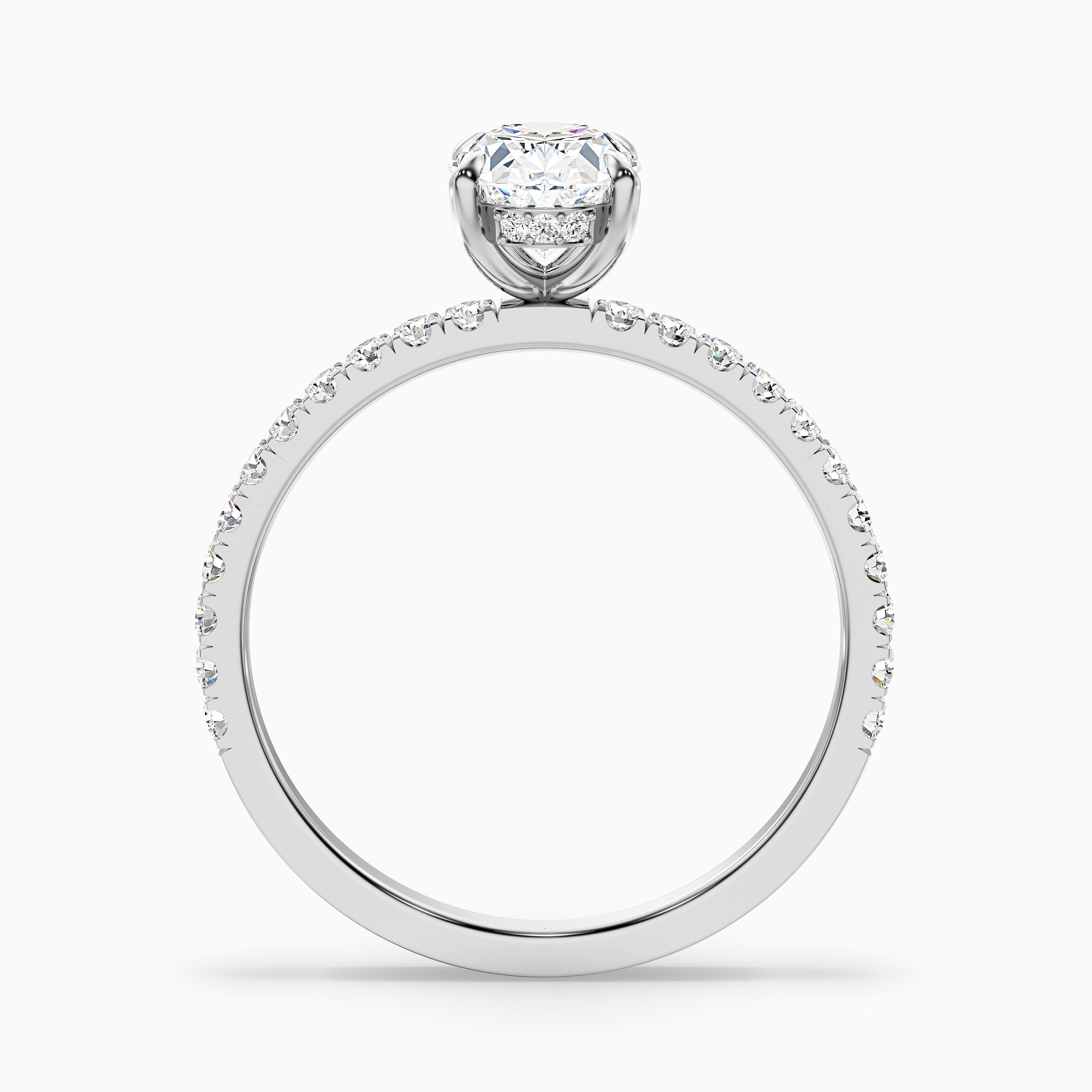 Eliza 3 Carat Oval Hidden Halo Moissanite Diamond Ring in 18k White Gold