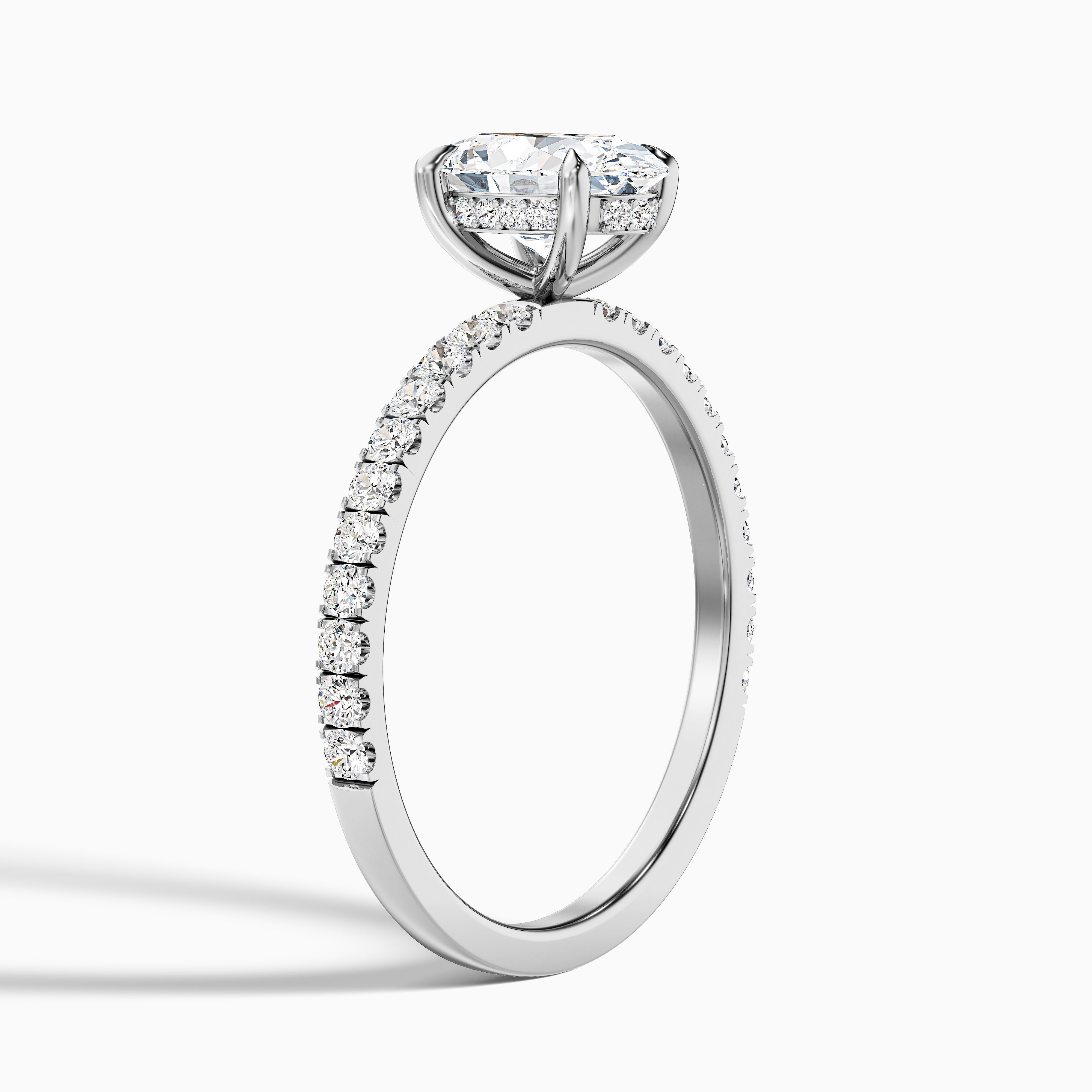 Eliza 1 Carat Oval Hidden Halo Moissanite Diamond Ring in 18k Yellow Gold
