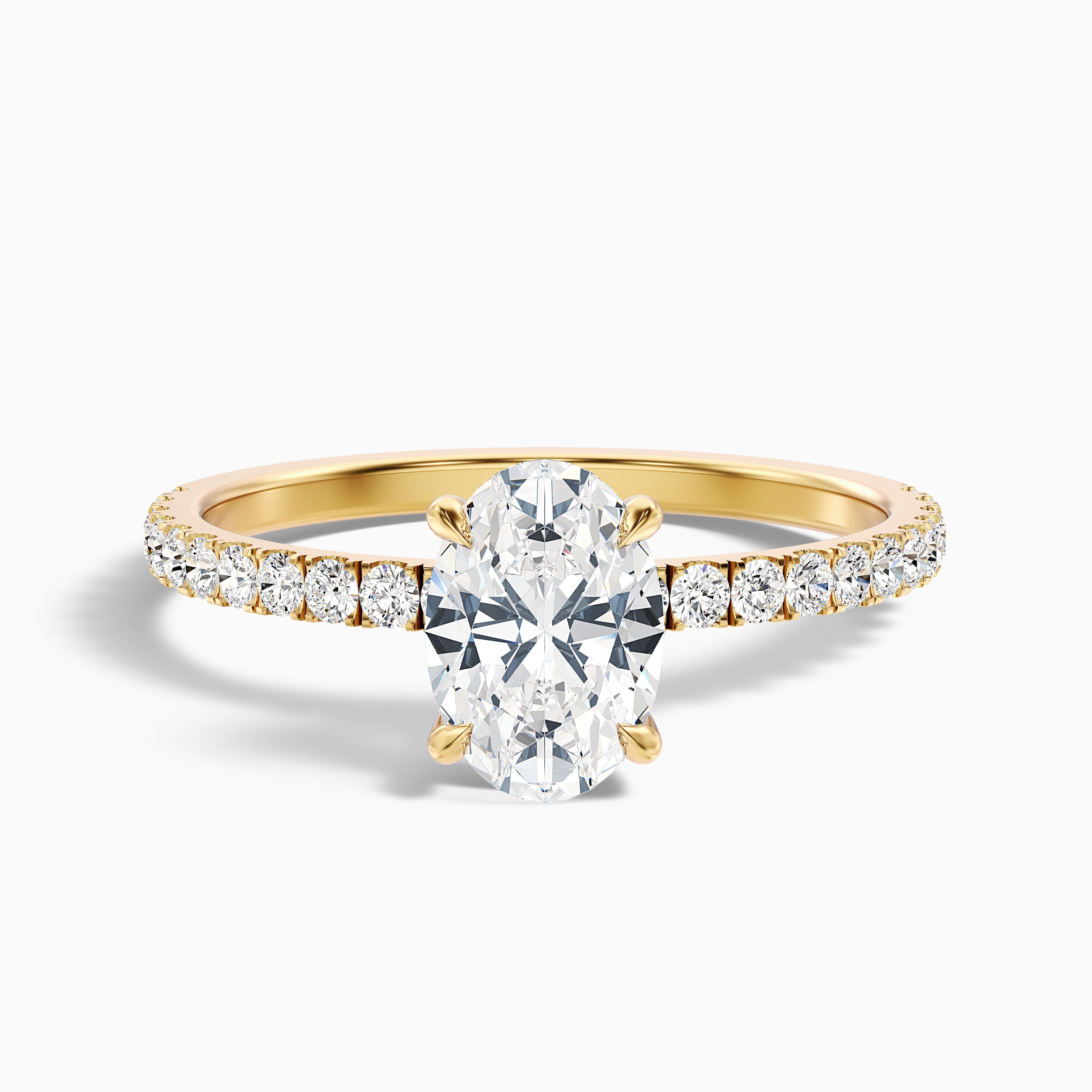 Eliza 4.5 Carat Oval Hidden Halo Moissanite Diamond Ring in 10k White Gold