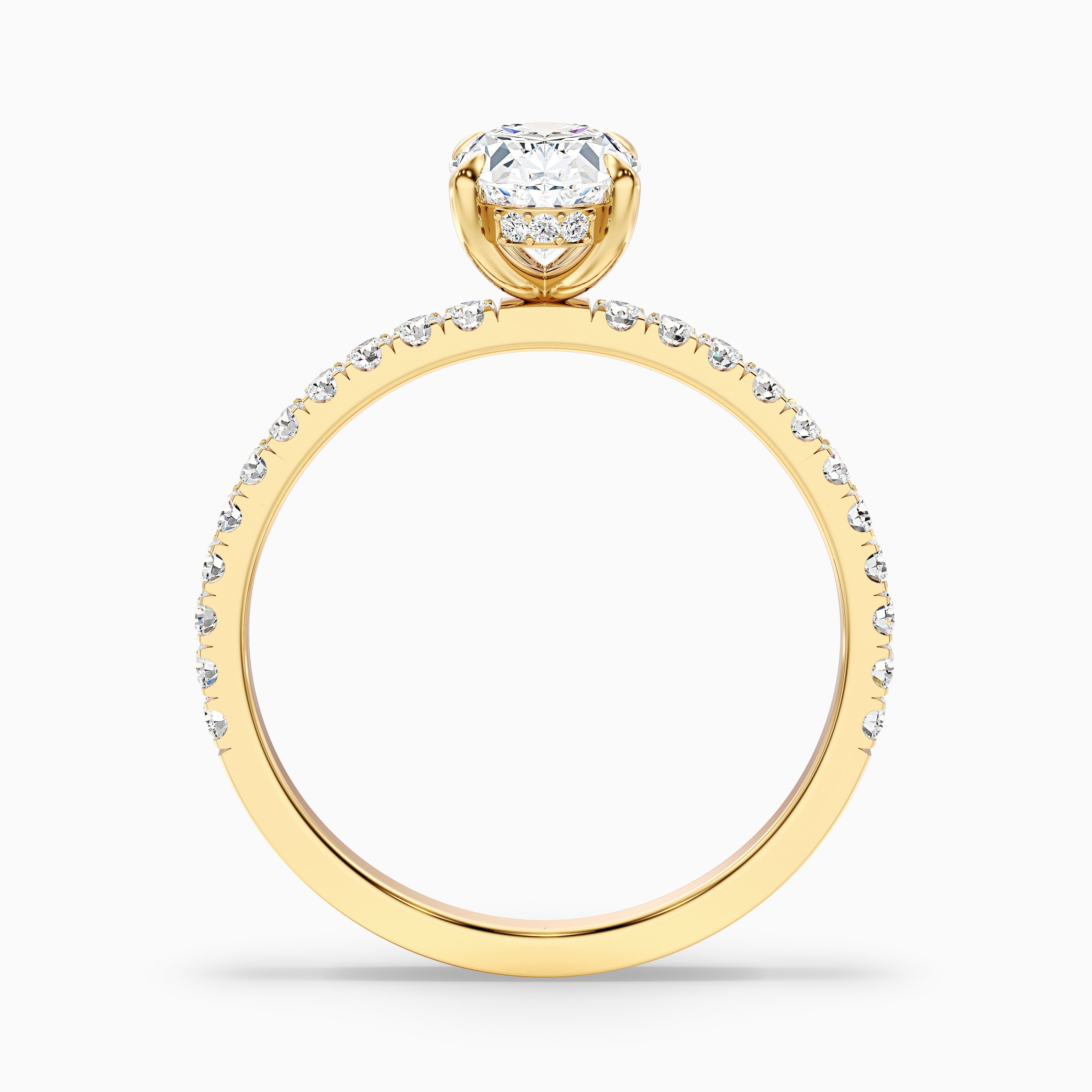 Eliza 4 Carat Oval Hidden Halo Moissanite Diamond Ring in 14k Yellow Gold