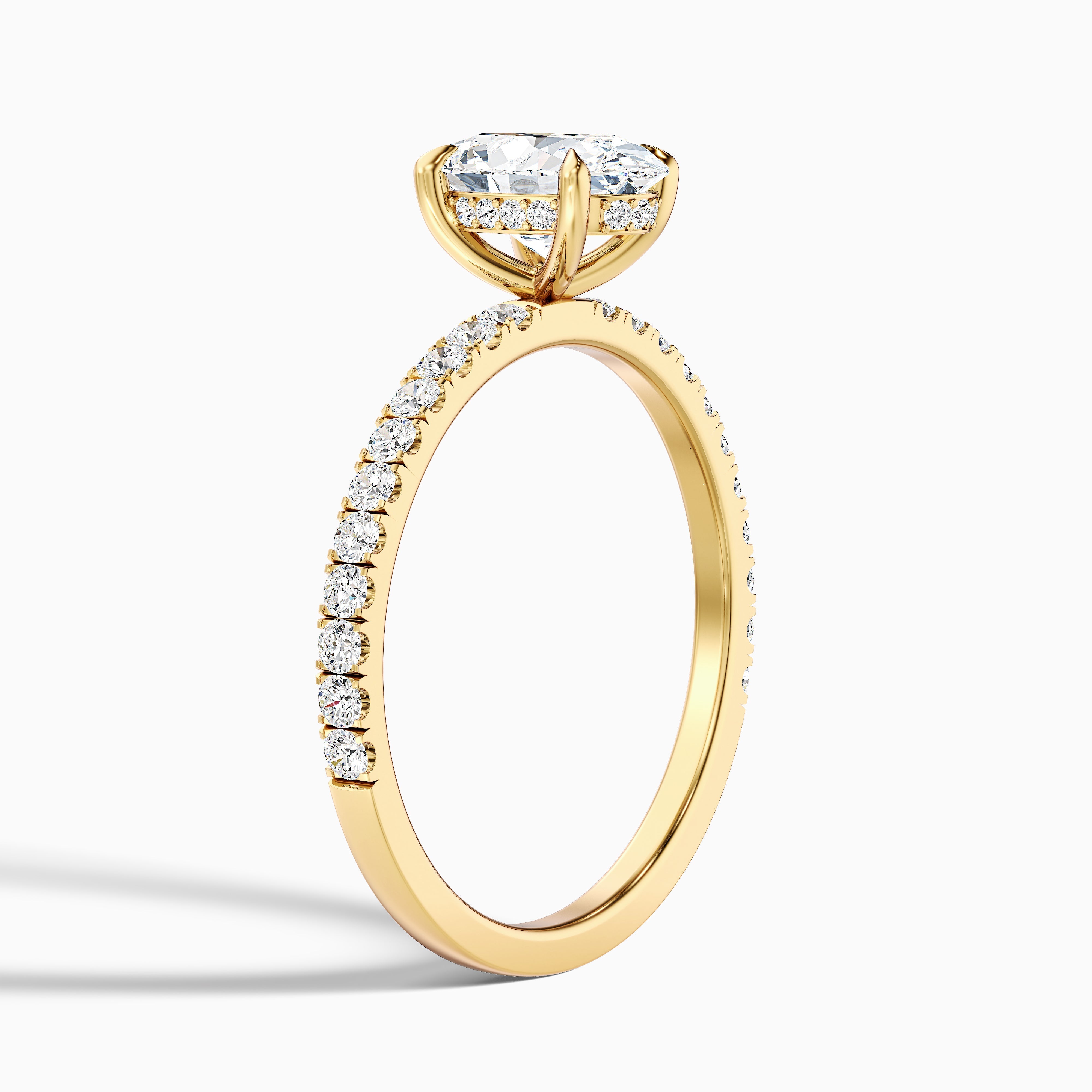 Eliza 2 Carat Oval Hidden Halo Moissanite Diamond Ring in 10k Yellow Gold