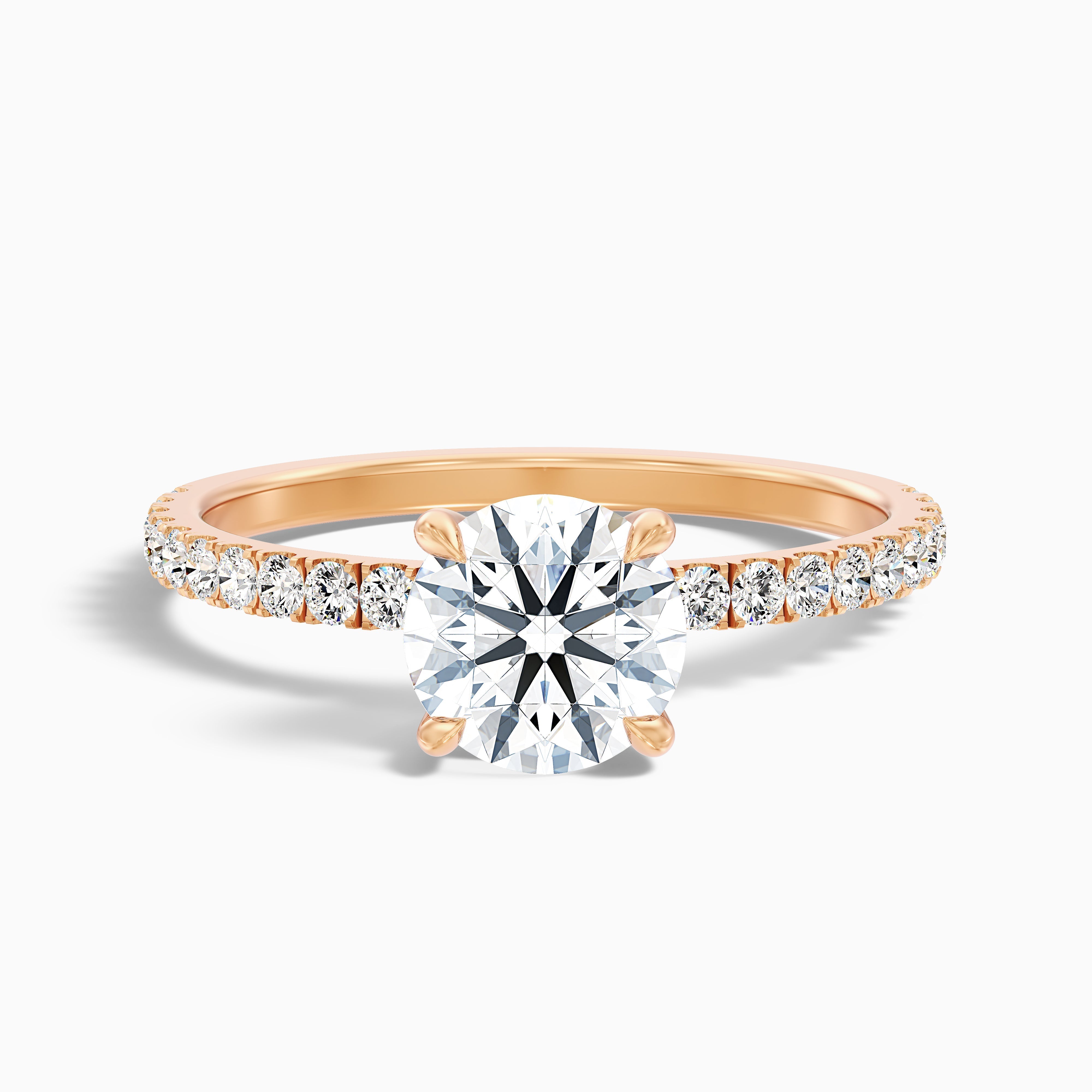 Nora 2.5 Carat Round Hidden Halo Pave Moissanite Diamond Ring in 14k Yellow Gold