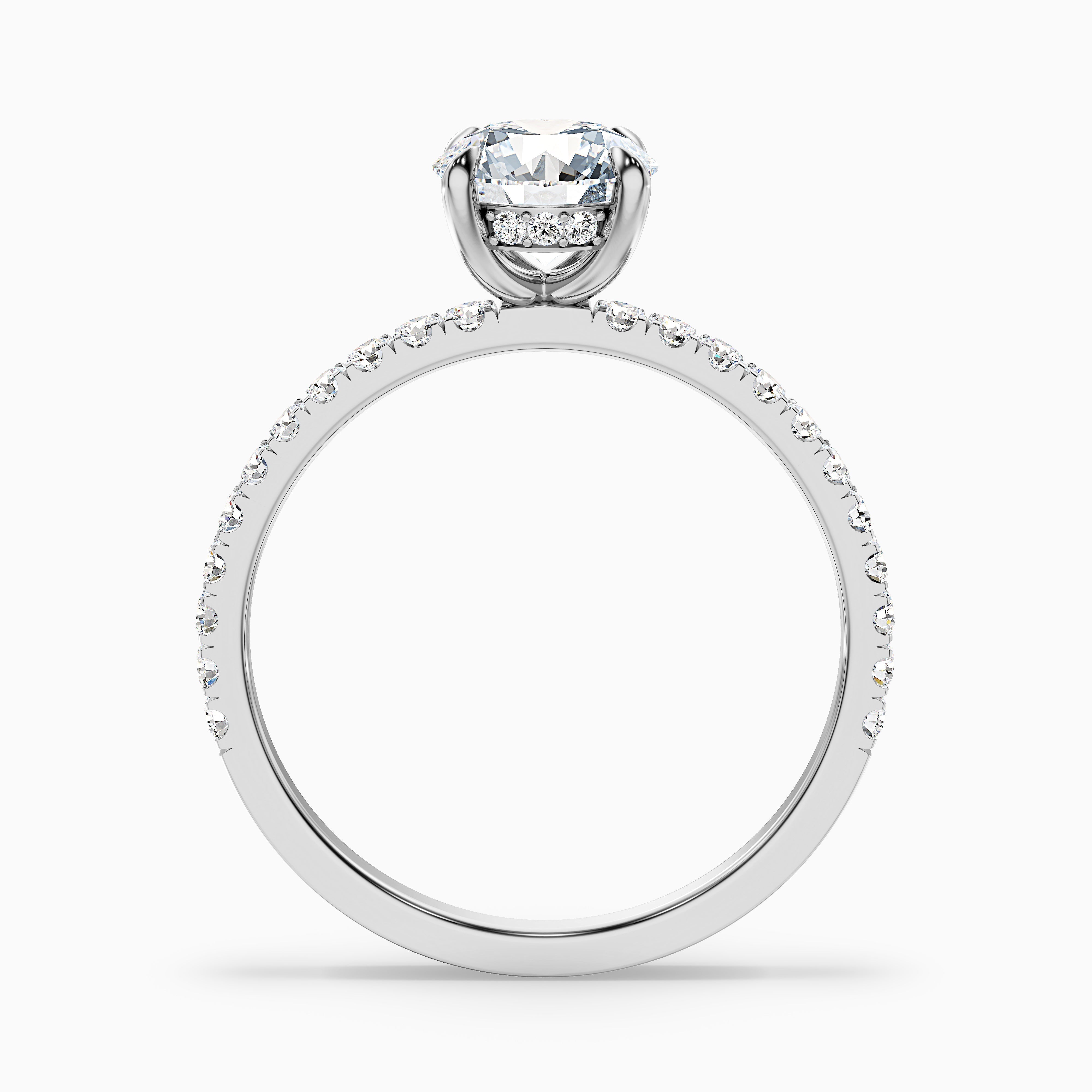 Nora 1 Carat Round Hidden Halo Pave Moissanite Diamond Ring in Platinum