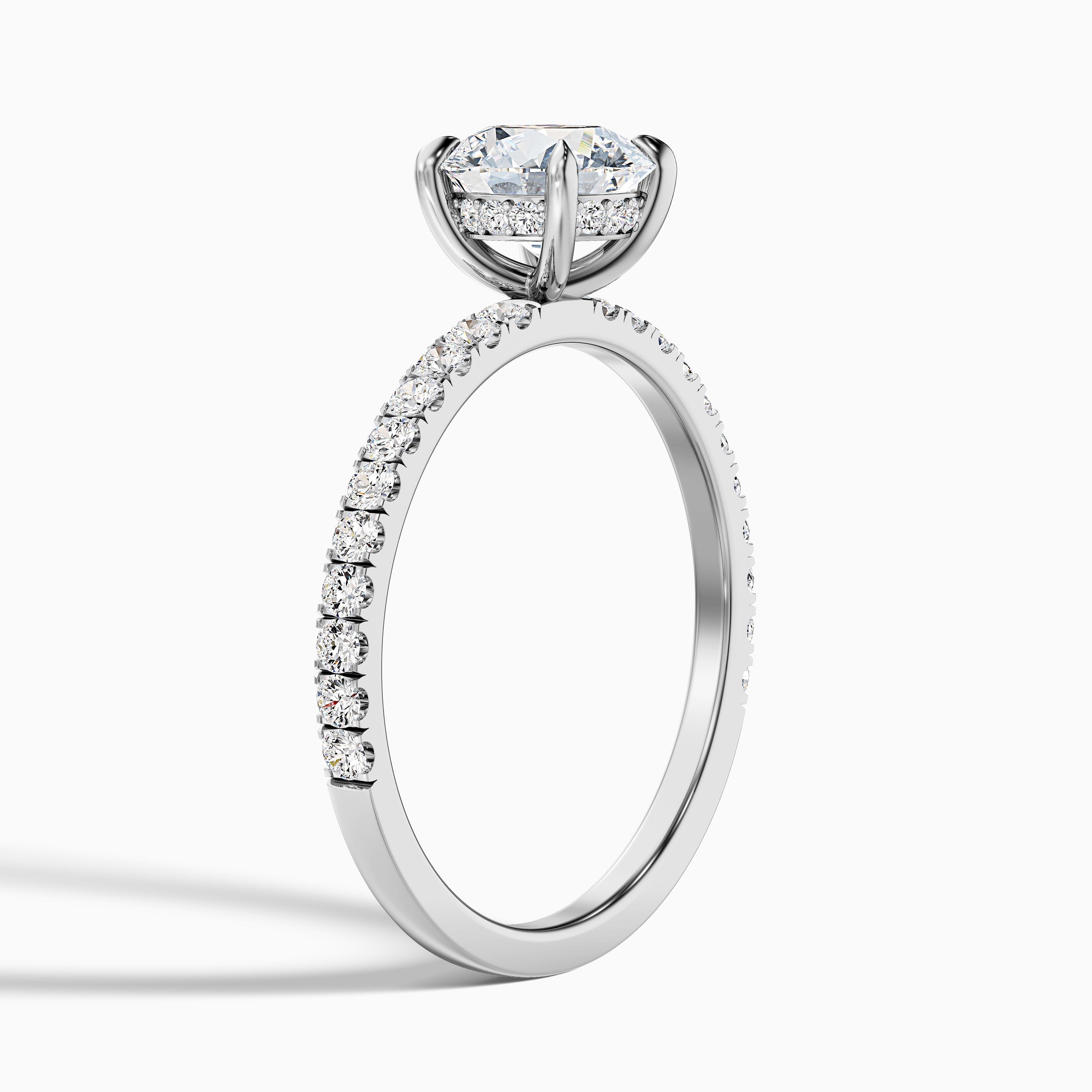 Nora 5.5 Carat Round Hidden Halo Pave Moissanite Diamond Ring in 14k Rose Gold