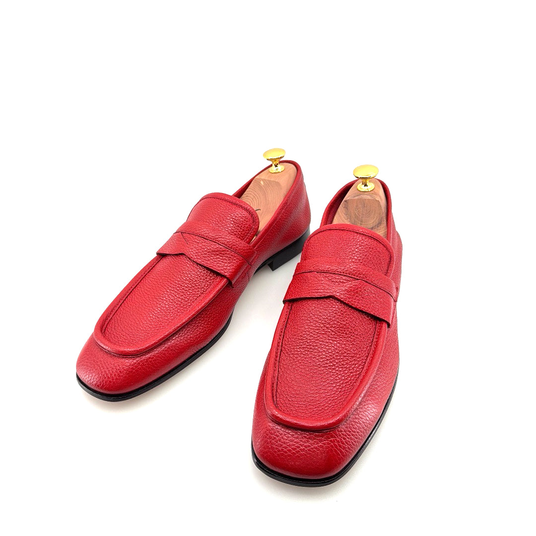 C Collection Deerskin Penny Loafer - Red