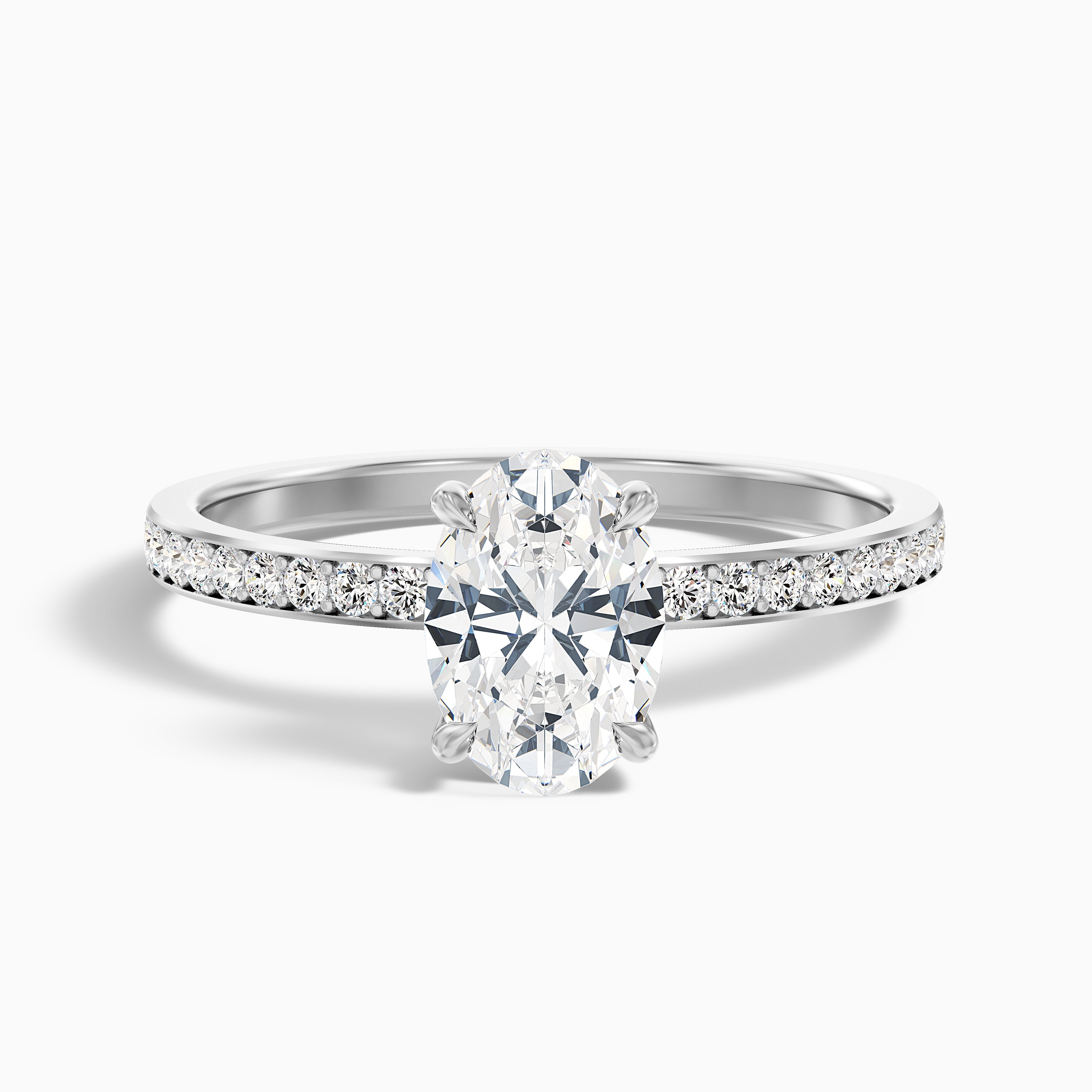 Cora 2 Carat Oval Hidden Halo Pave Lab Grown Engagement Ring in 10k White Gold