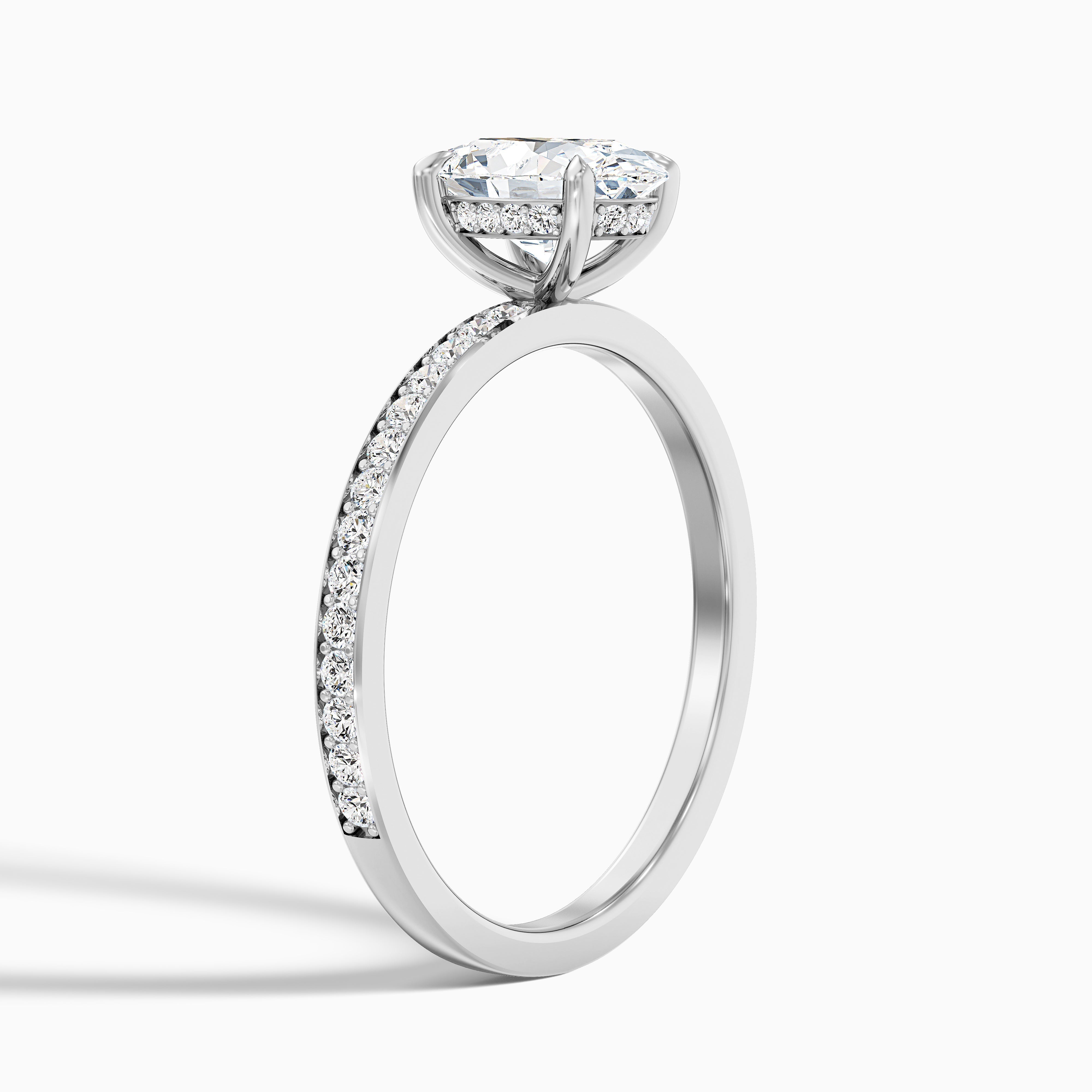Kara 5 Carat Oval Hidden Halo Pave Moissanite Diamond Ring in 10k White Gold
