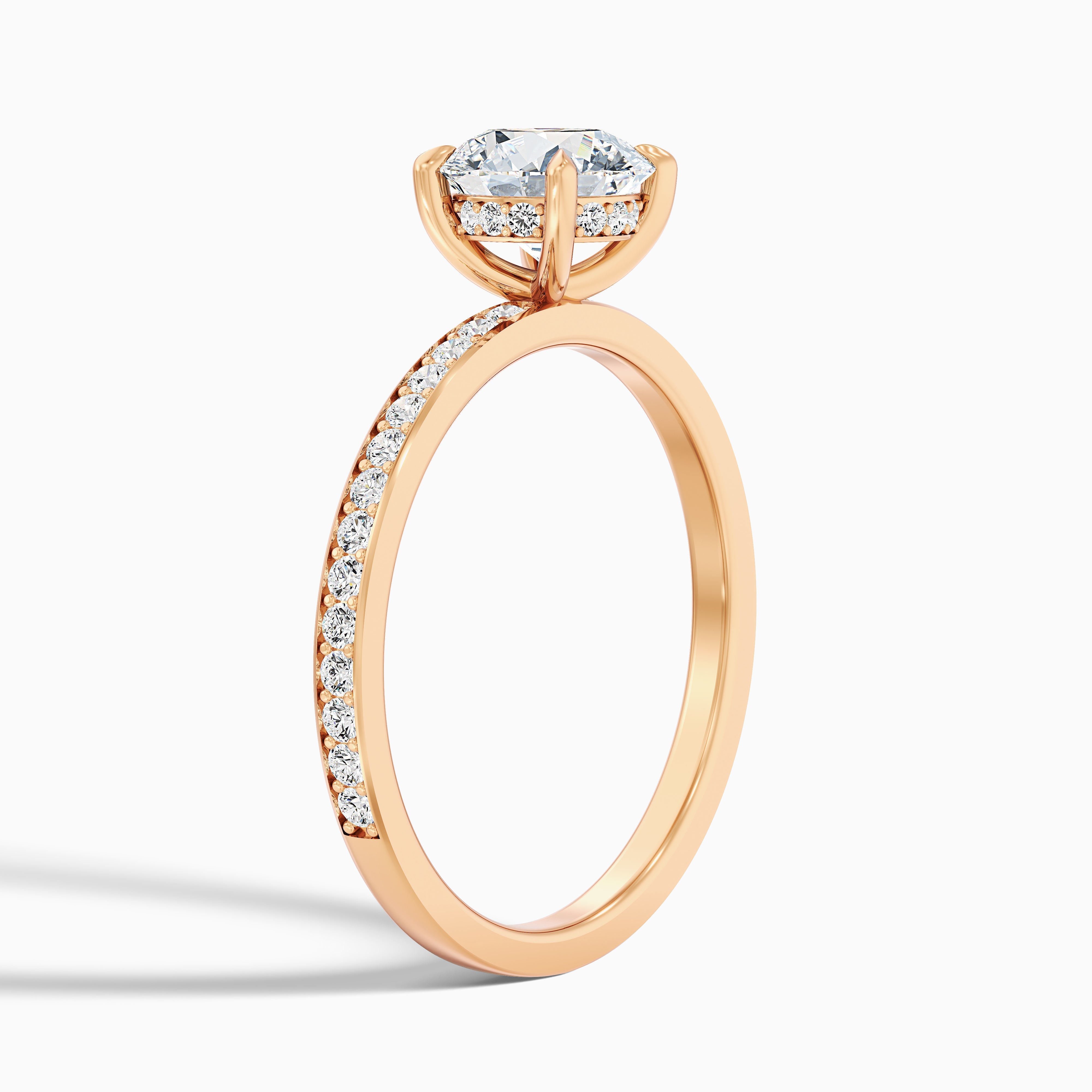 Julia 3 Carat Round Hidden Halo Pave Moissanite Diamond Ring in 14k Yellow Gold
