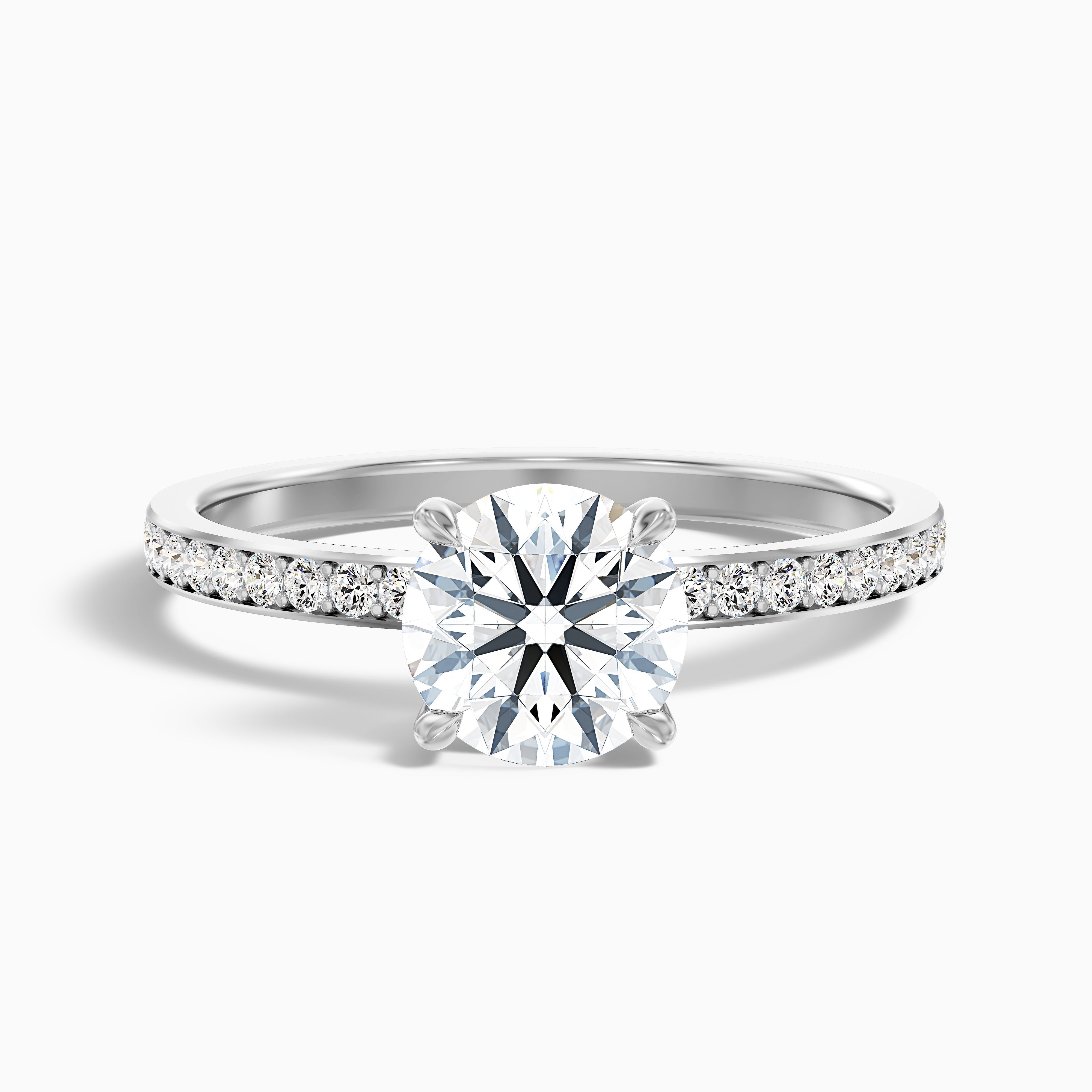Cris 3 Carat Round Hidden Halo Pave Lab Grown Engagement Ring in 10k Yellow Gold