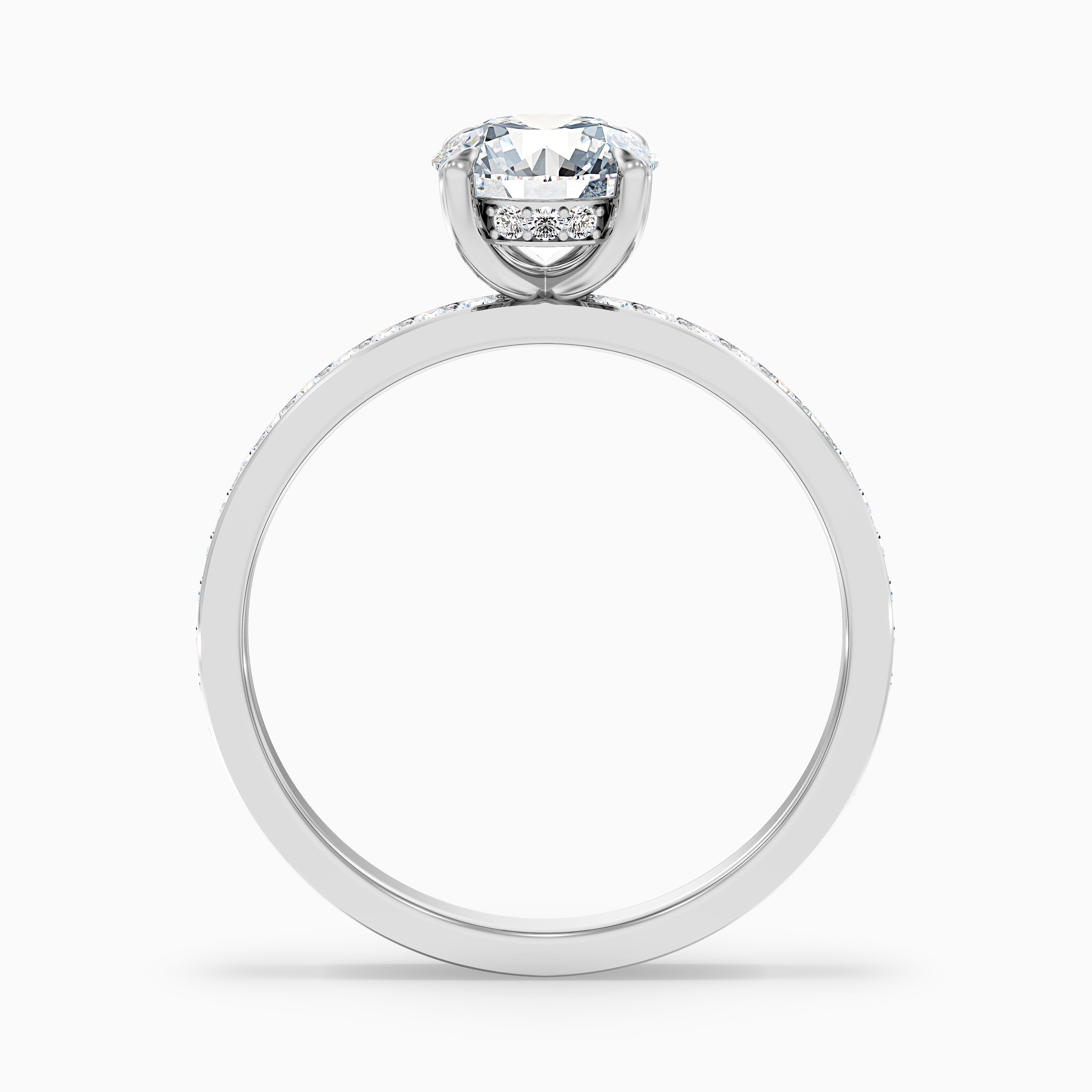 Cris 3 Carat Round Hidden Halo Pave Lab Grown Engagement Ring in 10k Rose Gold