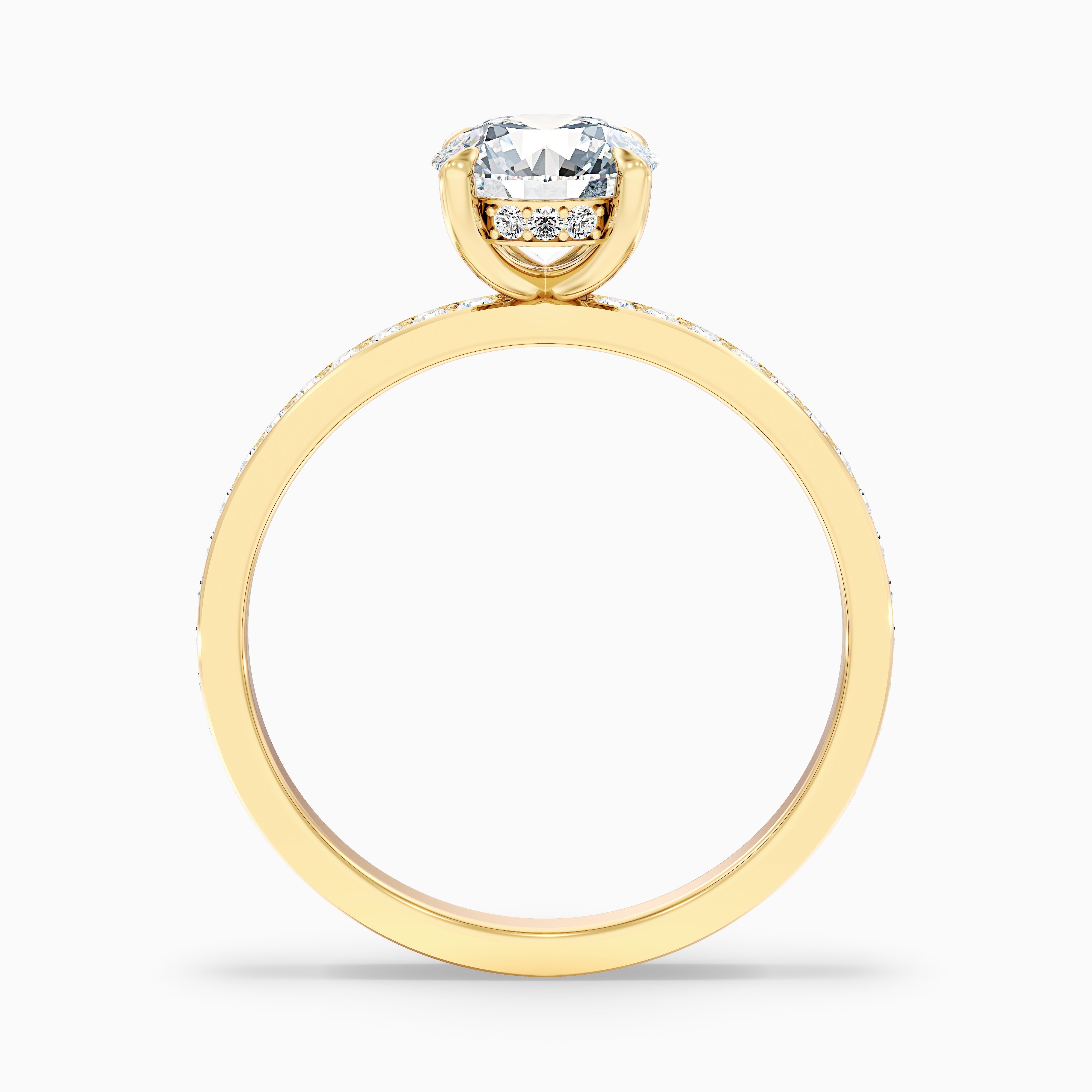Julia 1.5 Carat Round Hidden Halo Pave Moissanite Diamond Ring in 14k Rose Gold