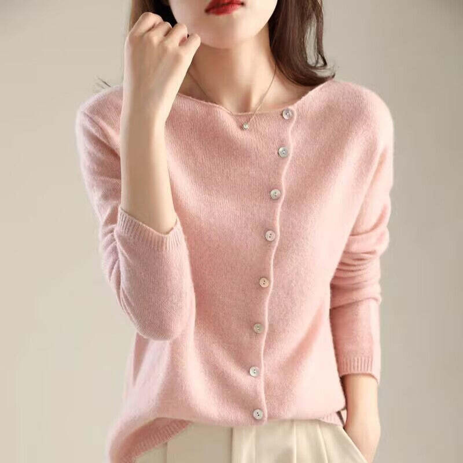 French retro round neck single breasted cashmere knitted cardigan women's autumn thin casual top
