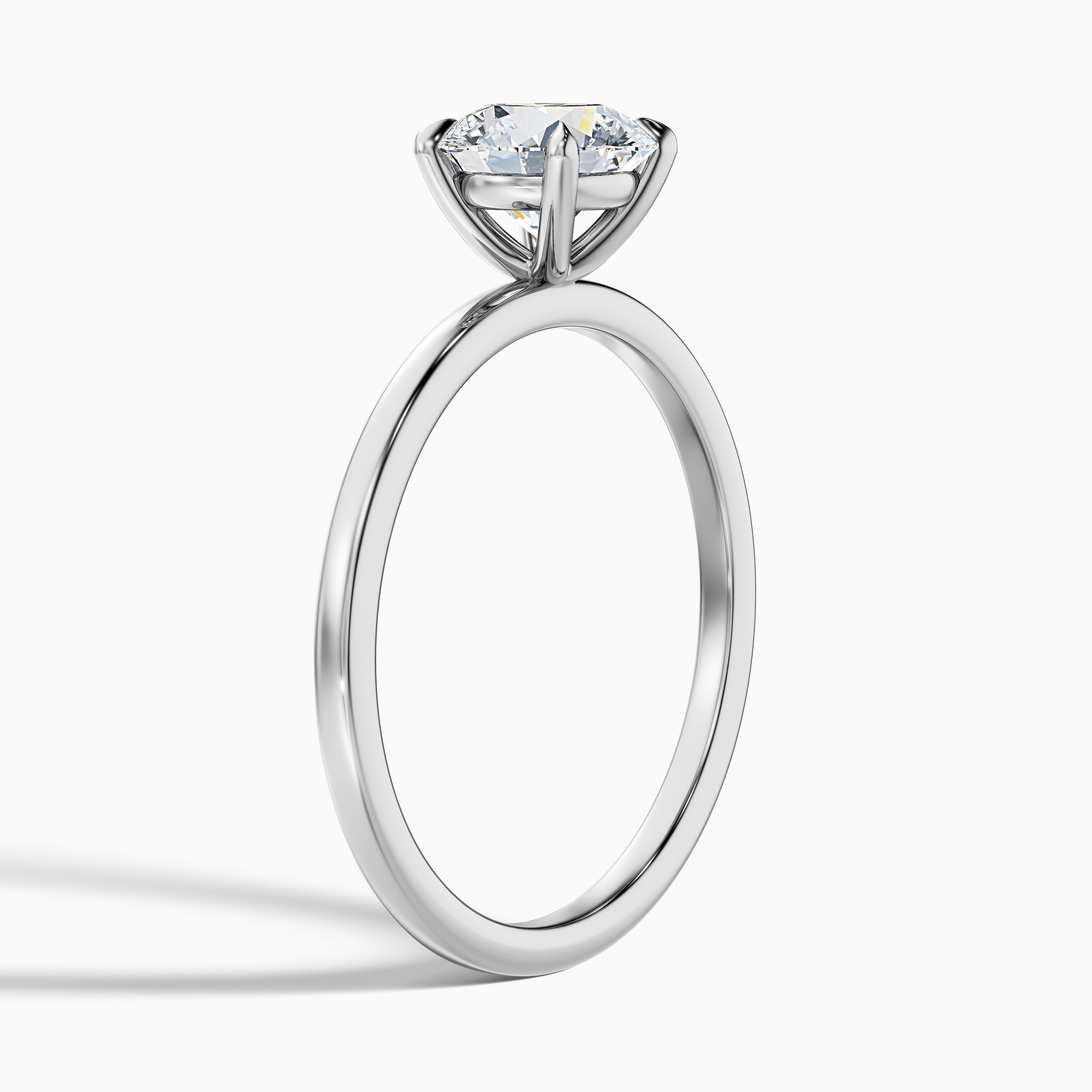 Jany 1 Carat Round Cut Solitaire Moissanite Diamond Ring in Platinum