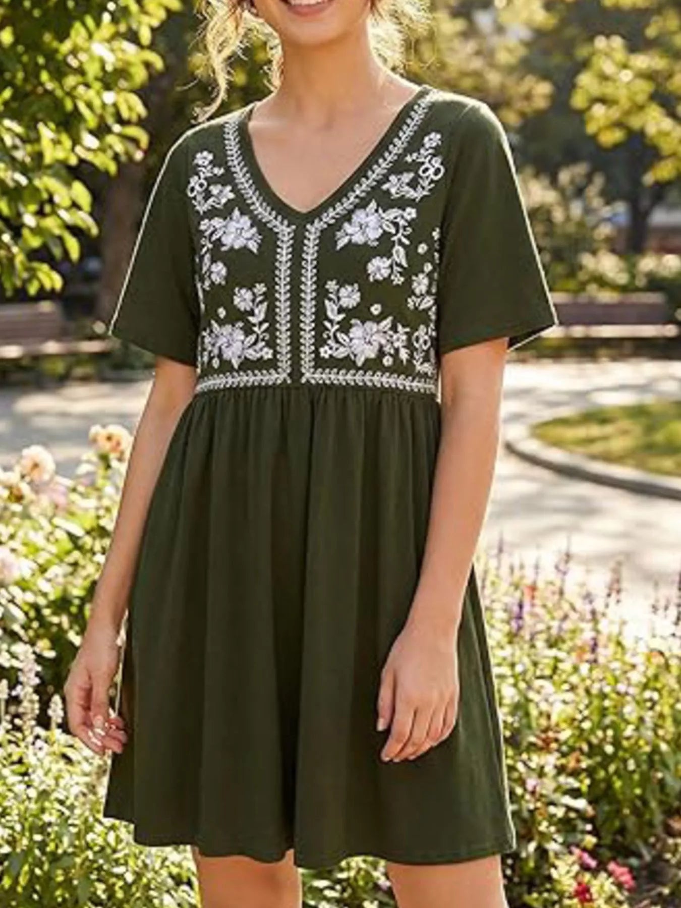 Floral V-Neck Mini Dress
