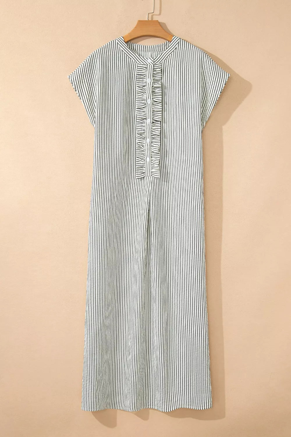 Striped Ruffle Button Front Maxi Dress