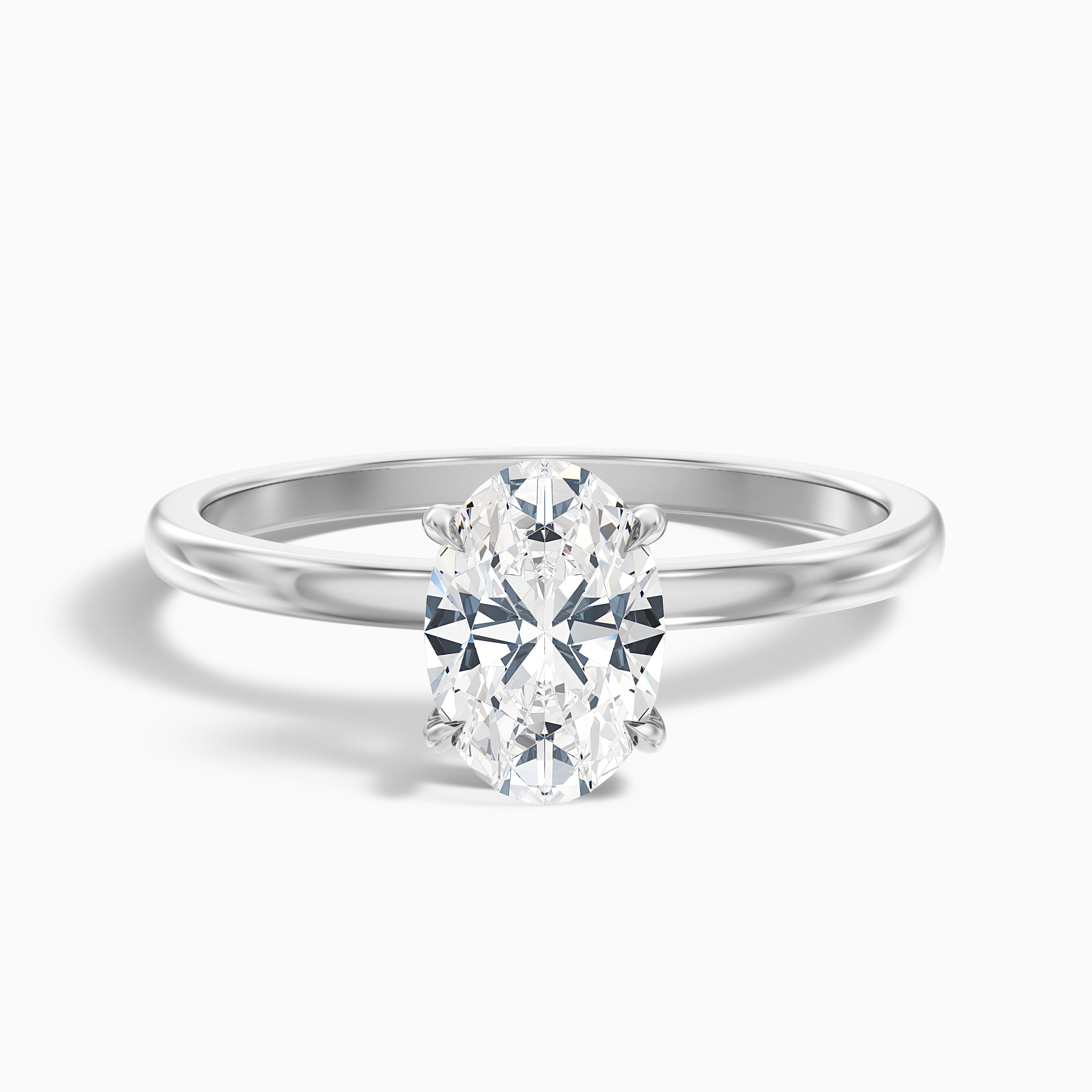 Jade 3.5 Carat Oval Cut Solitaire Moissanite Diamond Ring in 10k White Gold
