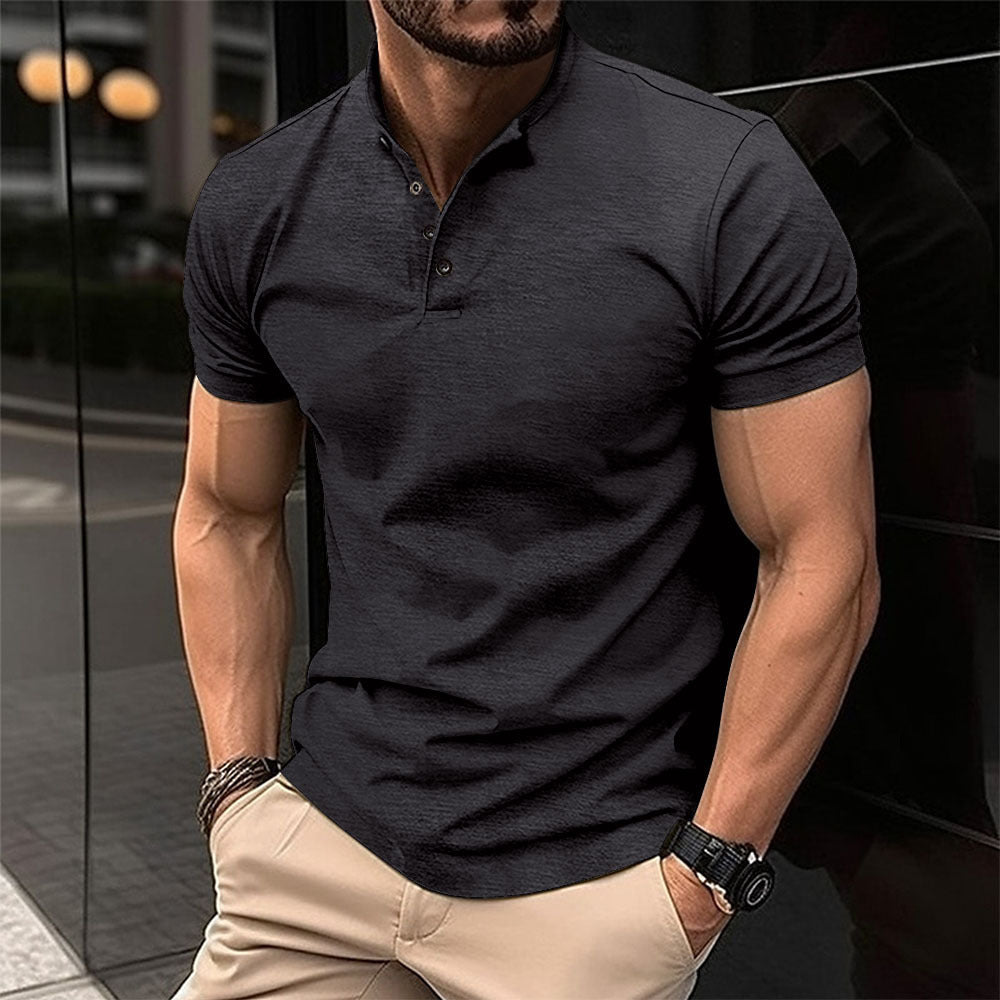 Men's Button Henley Neck Sports Polo Shirt