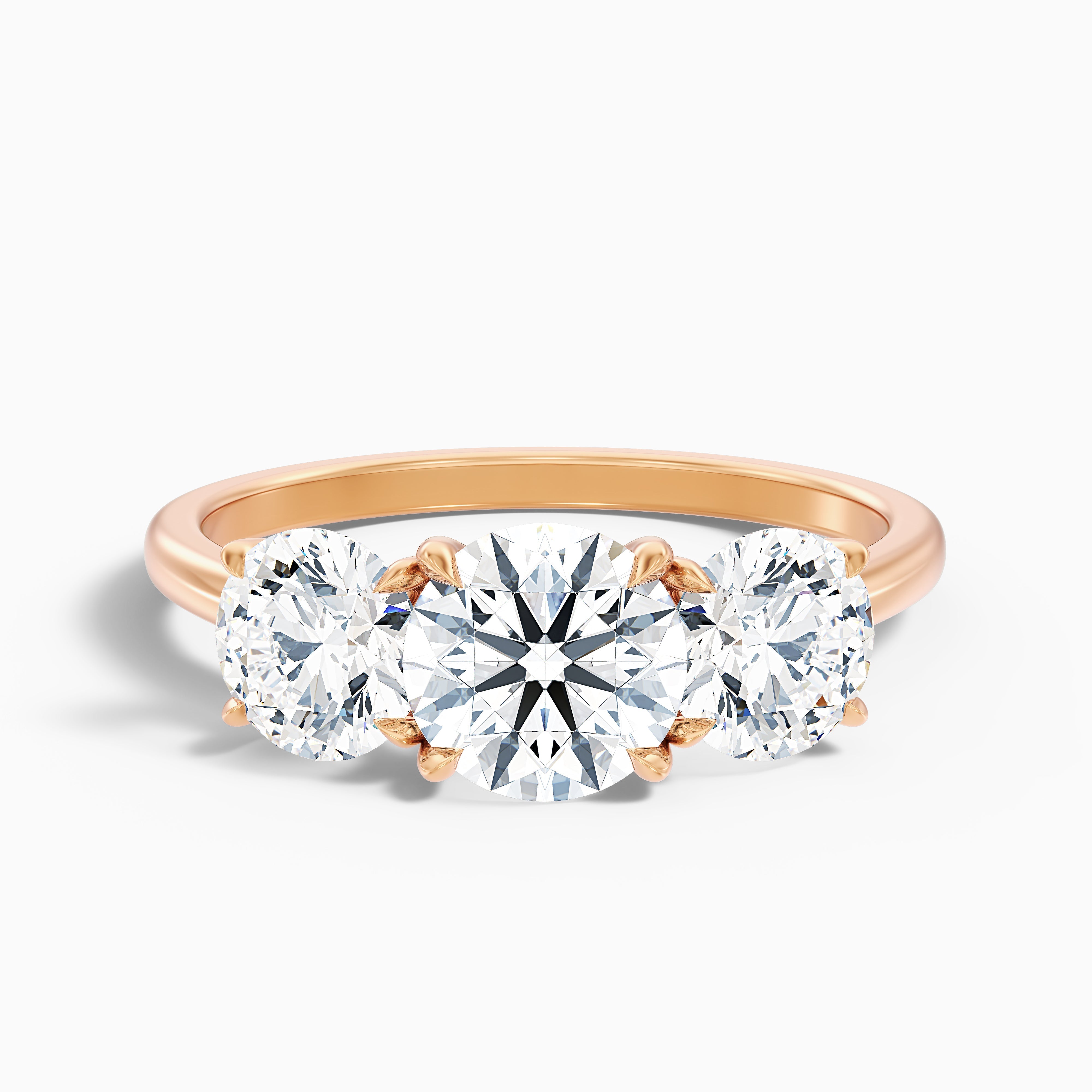 Iris 4.5 Carat Round Three Stone Moissanite Diamond Ring in Platinum