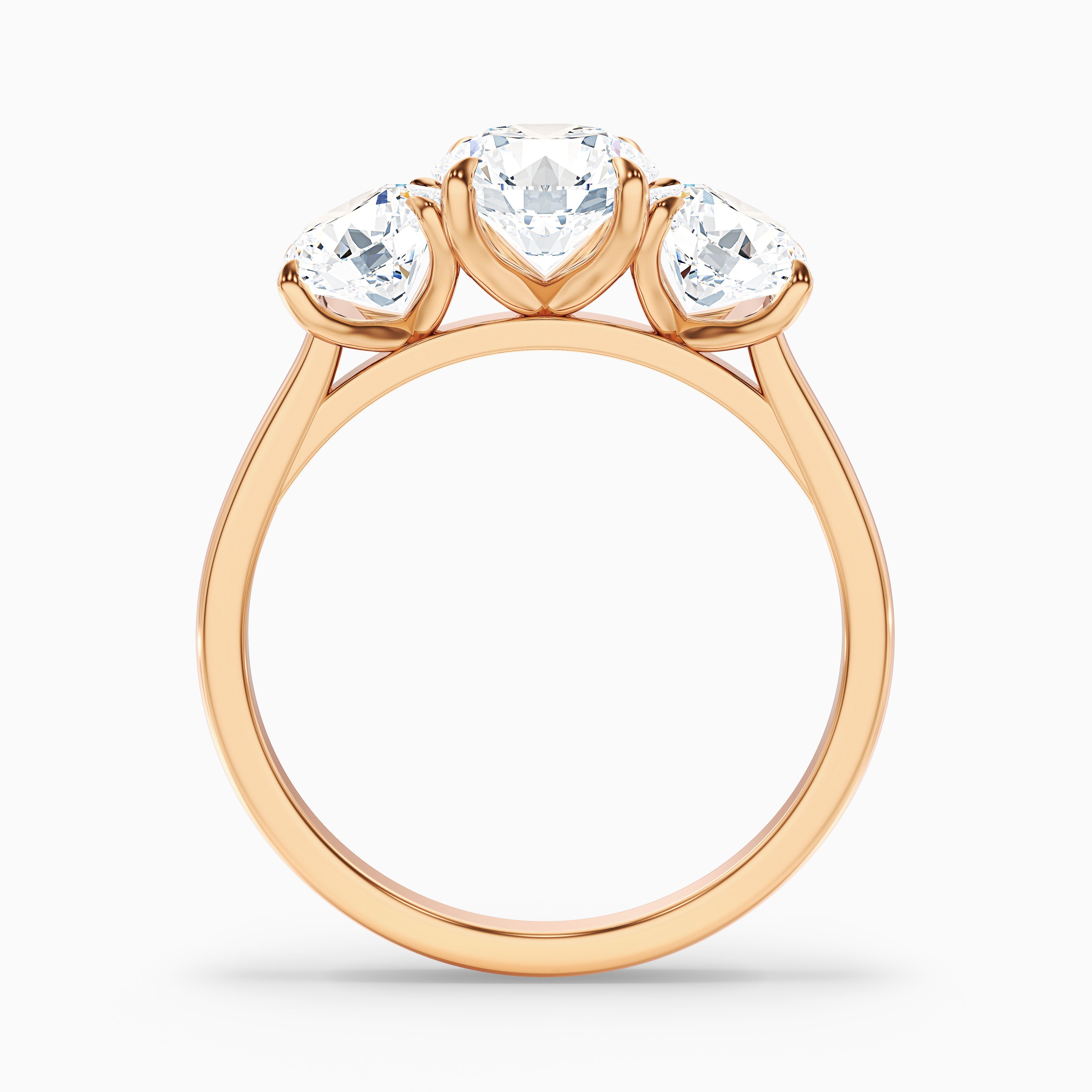 Iris 1.5 Carat Round Three Stone Moissanite Diamond Ring in 14k White Gold