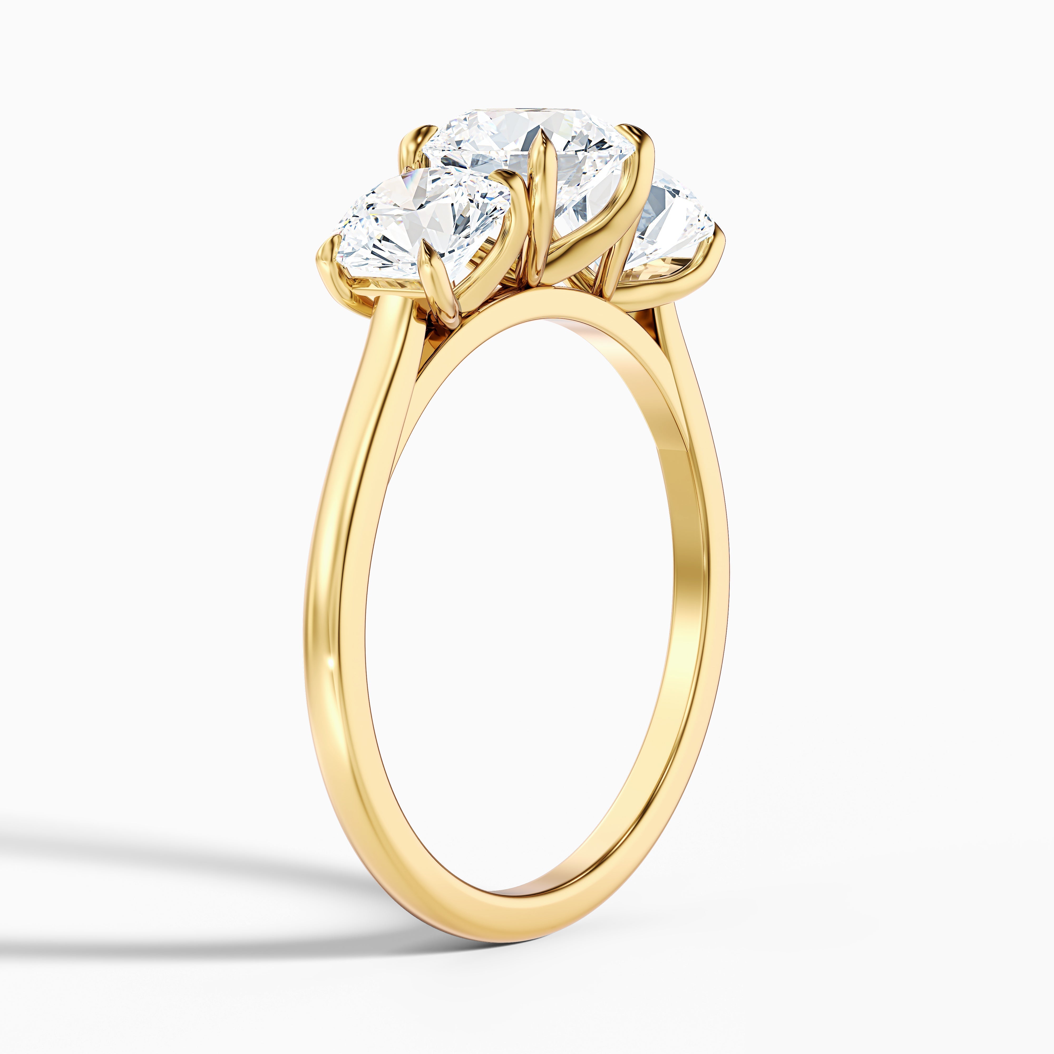 Iris 3.5 Carat Round Three Stone Moissanite Diamond Ring in 18k Rose Gold
