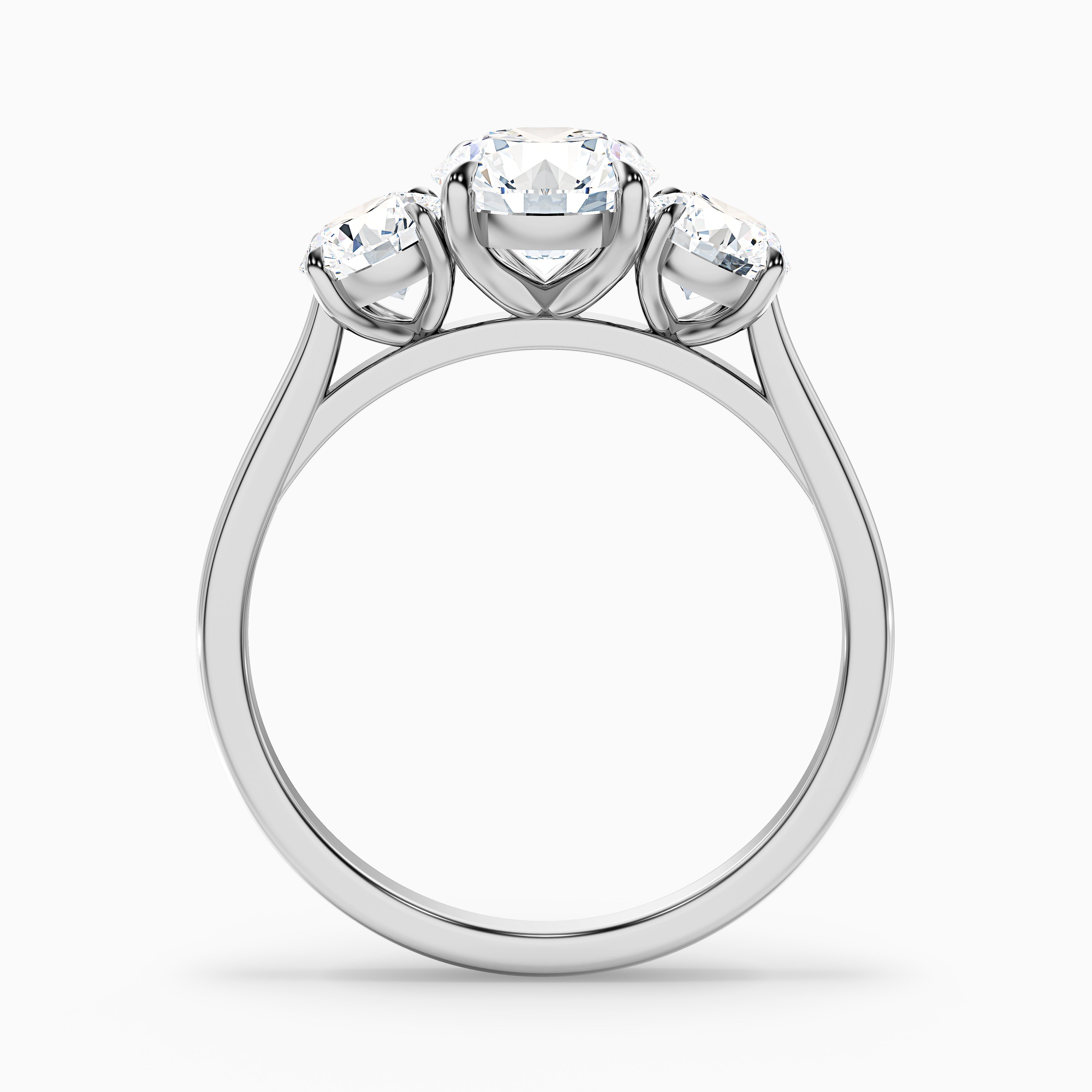 Ira 2.5 Carat Round Three Stone Lab Grown Engagement Ring in 14k Rose Gold