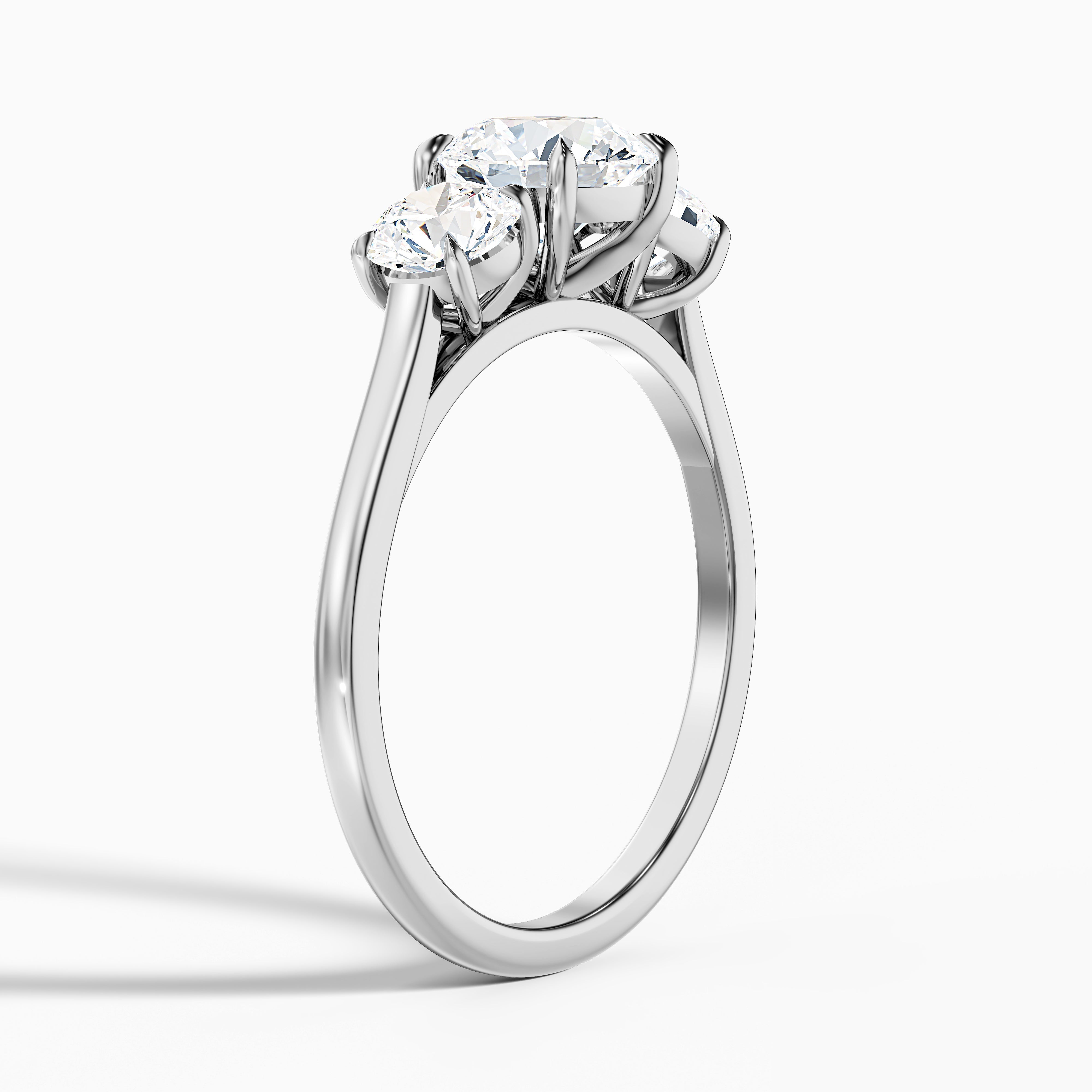 Ira 4.5 Carat Round Three Stone Lab Grown Engagement Ring in 18k Yellow Gold