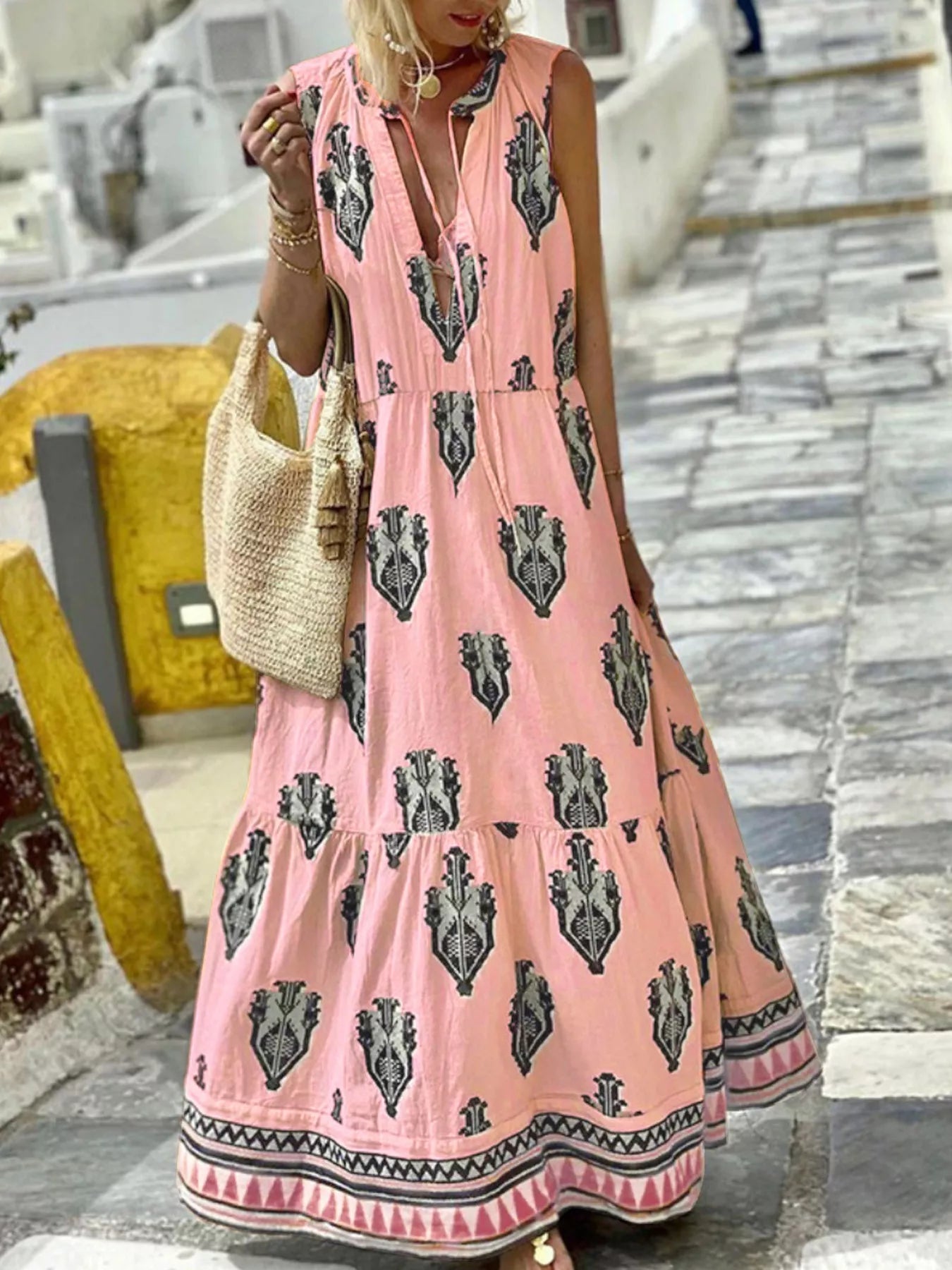 Printed Sleeveless Maxi Dress