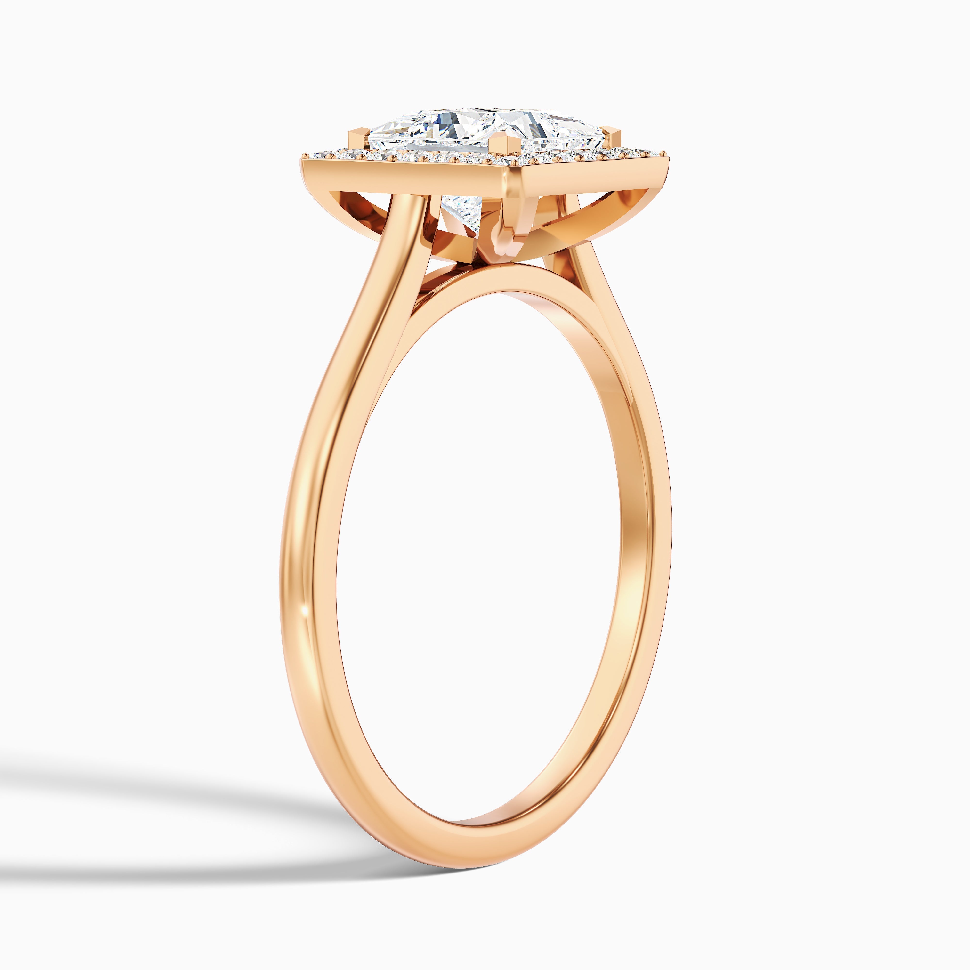 Kelly 4 Carat Princess Cut Halo Pave Lab Grown Engagement Ring in 14k White Gold