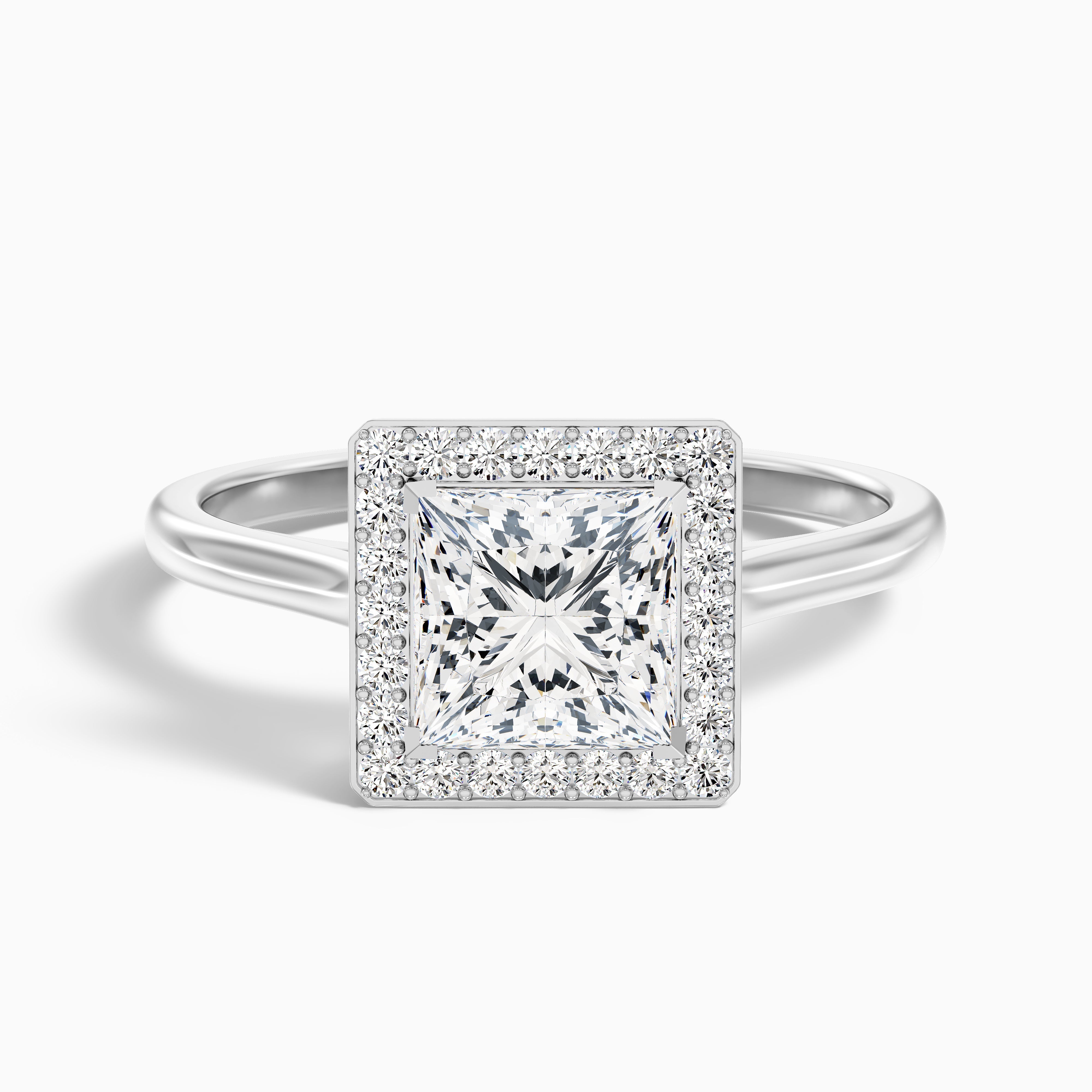 Kelly 3 Carat Princess Cut Halo Pave Lab Grown Engagement Ring in 18k White Gold