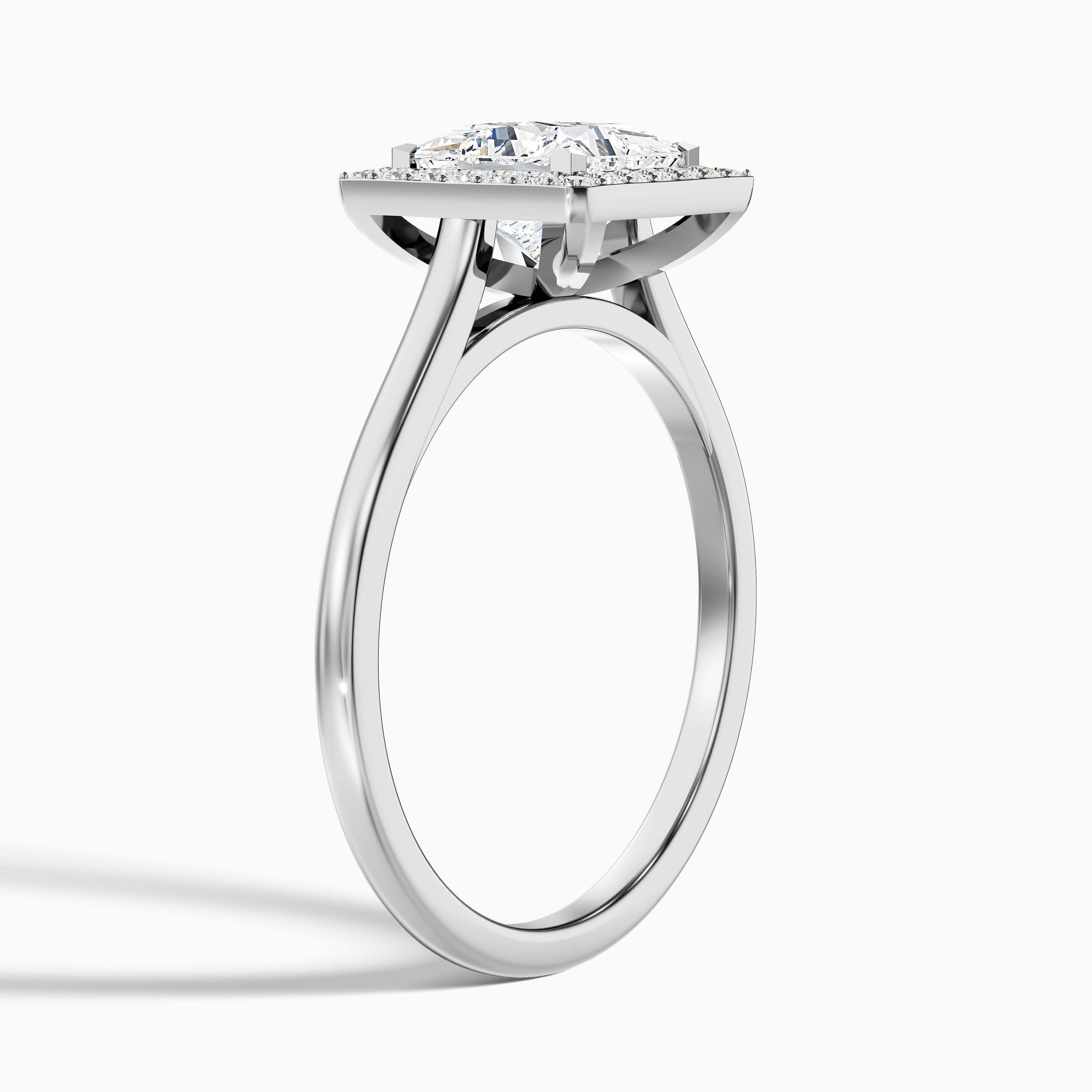 Fiona 5 Carat Princess Cut Halo Pave Moissanite Diamond Ring in 10k Yellow Gold