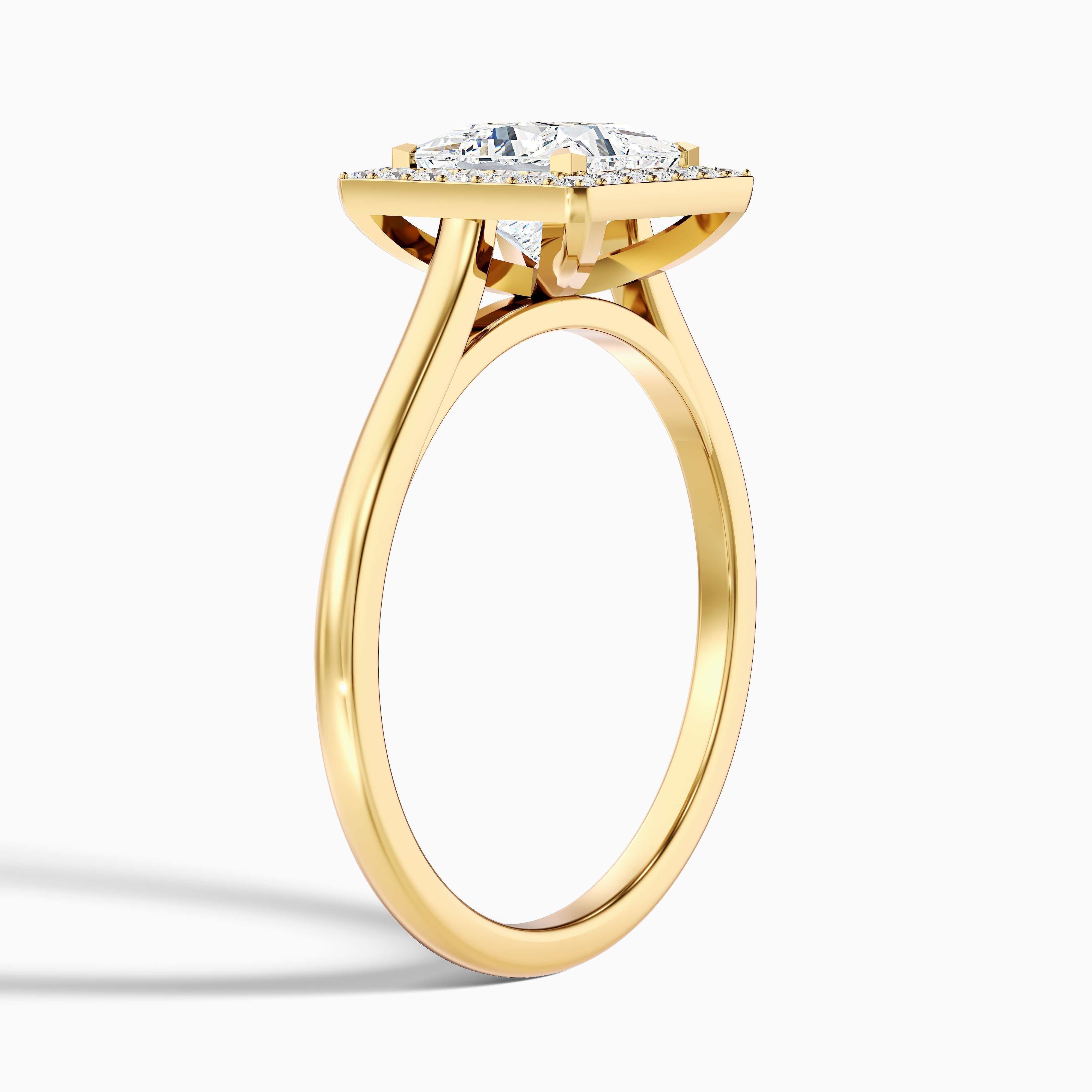 Kelly 2.5 Carat Princess Cut Halo Pave Lab Grown Engagement Ring in 14k White Gold