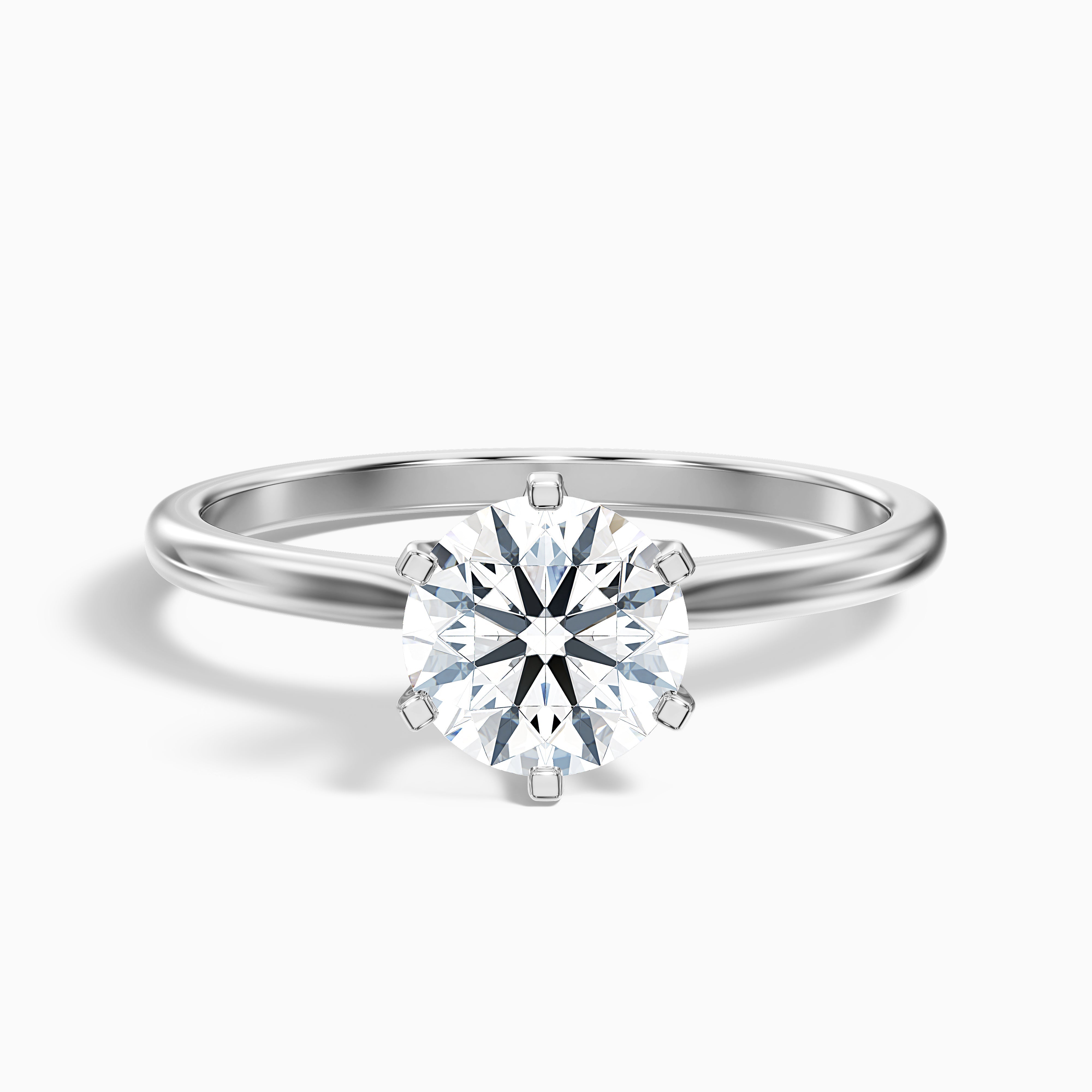 Flora 1 Carat Round Solitaire Moissanite Diamond Ring in 14k White Gold