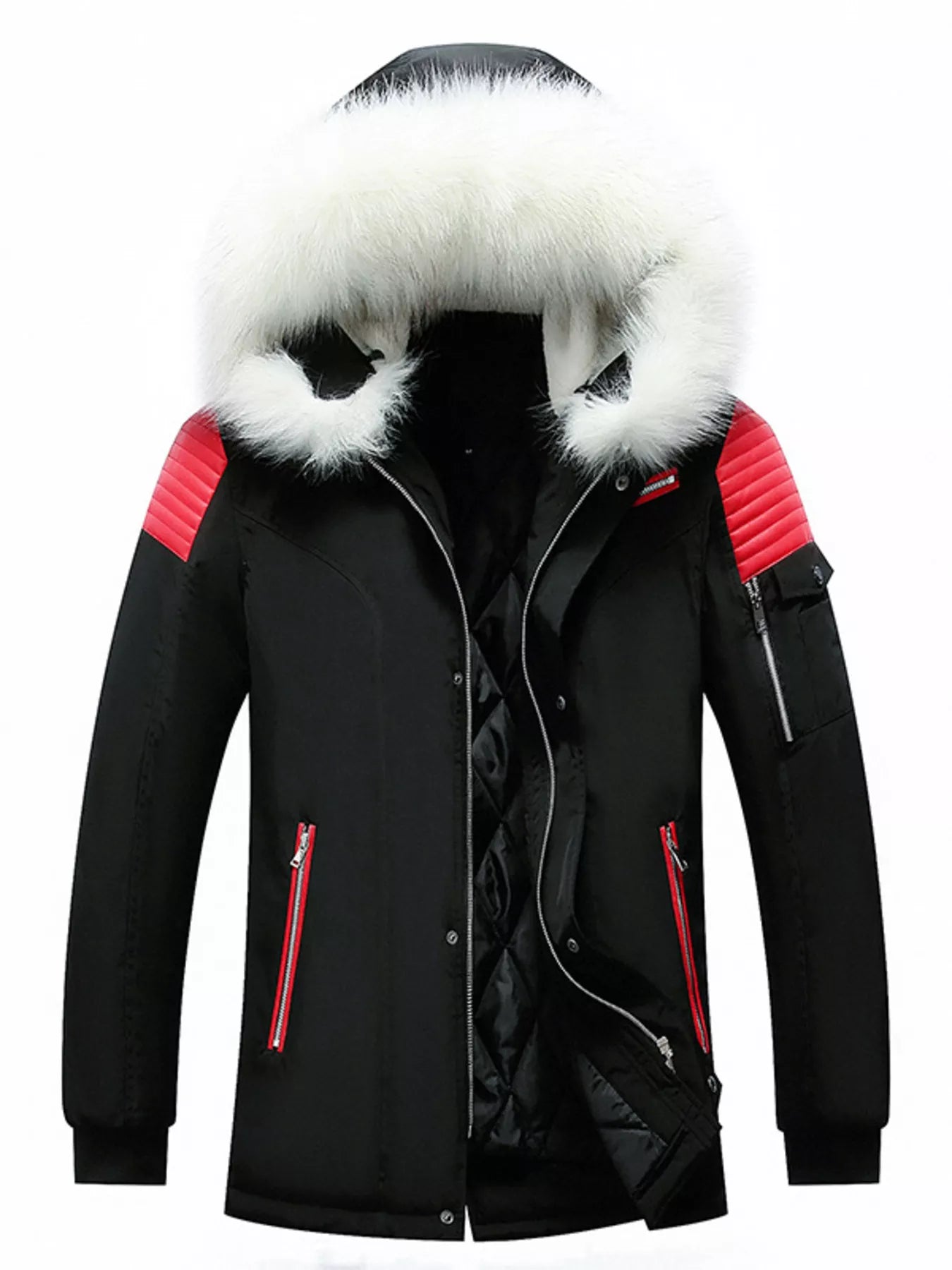 Men's Plus Size Fur Hooded Winter Parka Jacket
