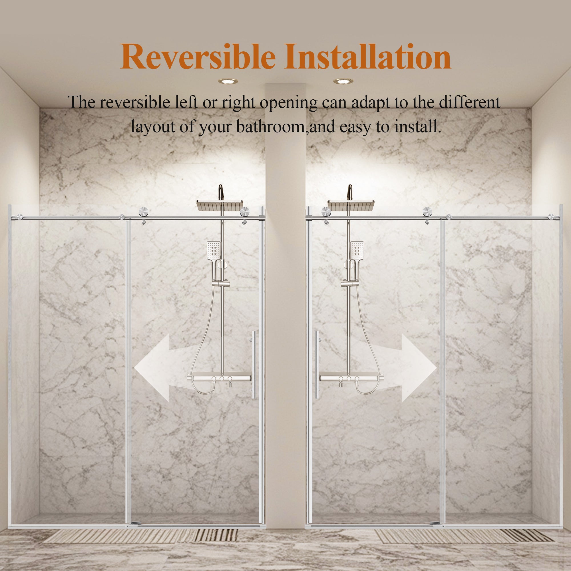 Stainless Steel Round Tube Frameless Shower Door
