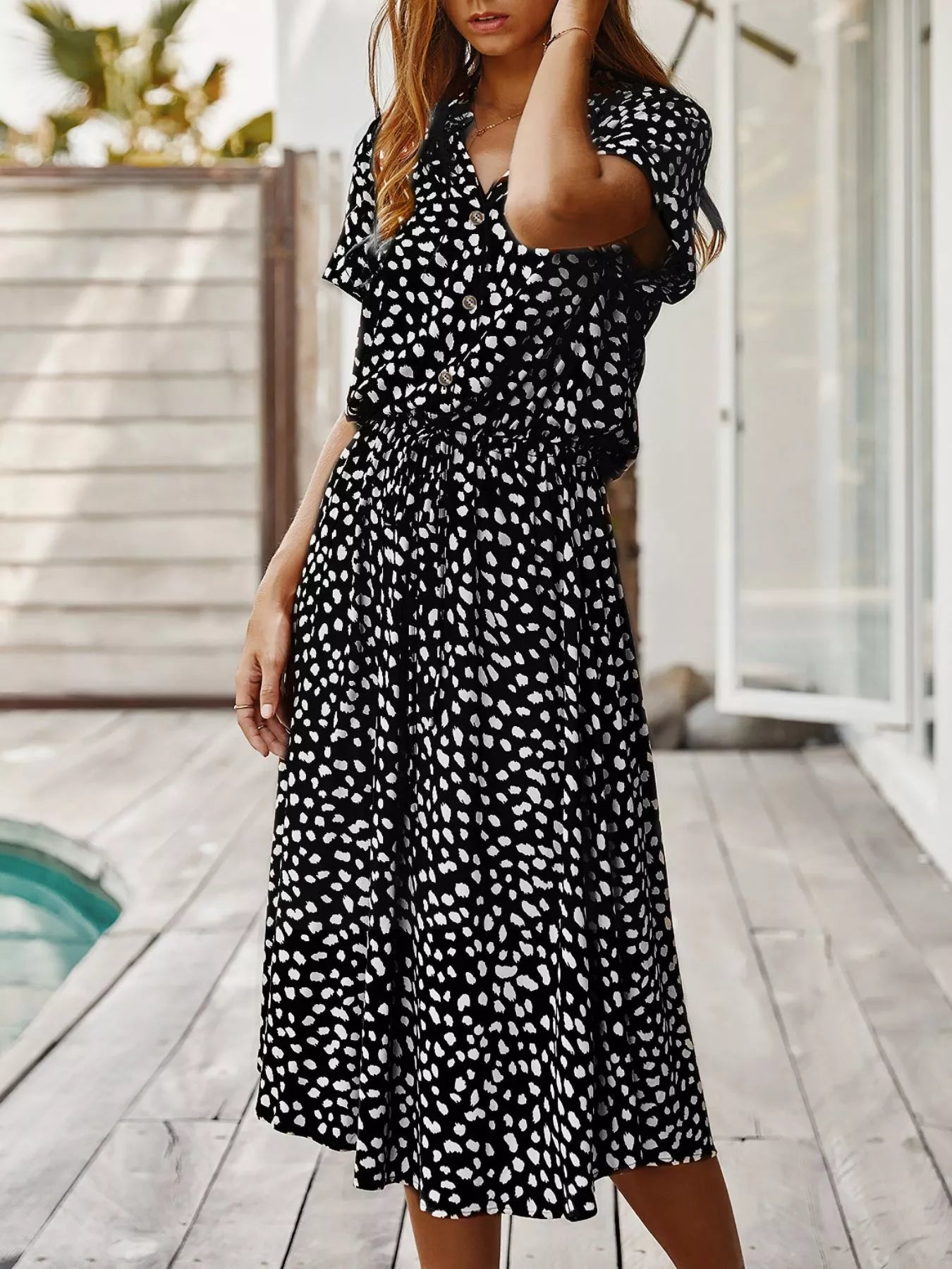 Animal Print Short Sleeve Dress