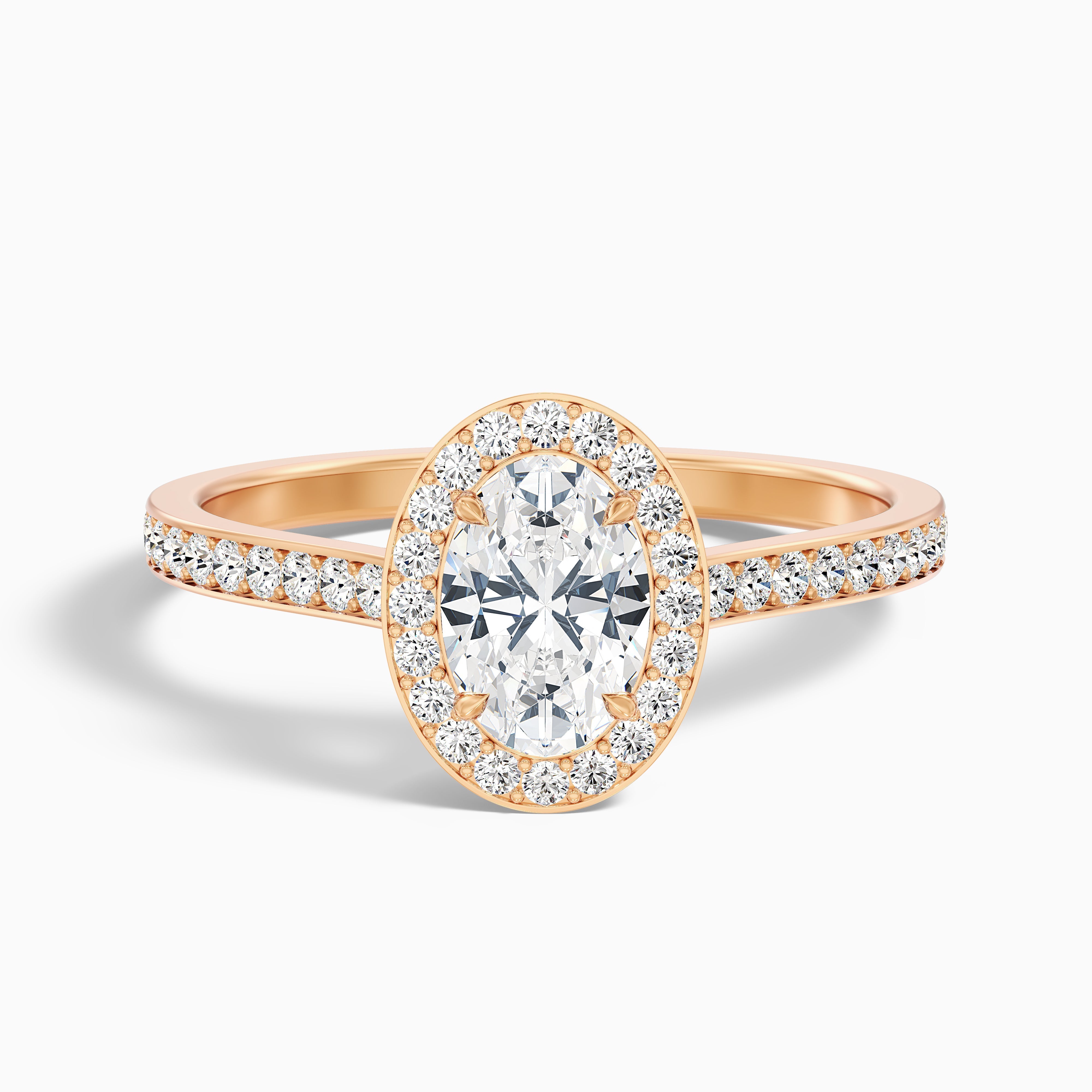 Erin 4 Carat Oval Halo Pave Lab Grown Engagement Ring in Platinum