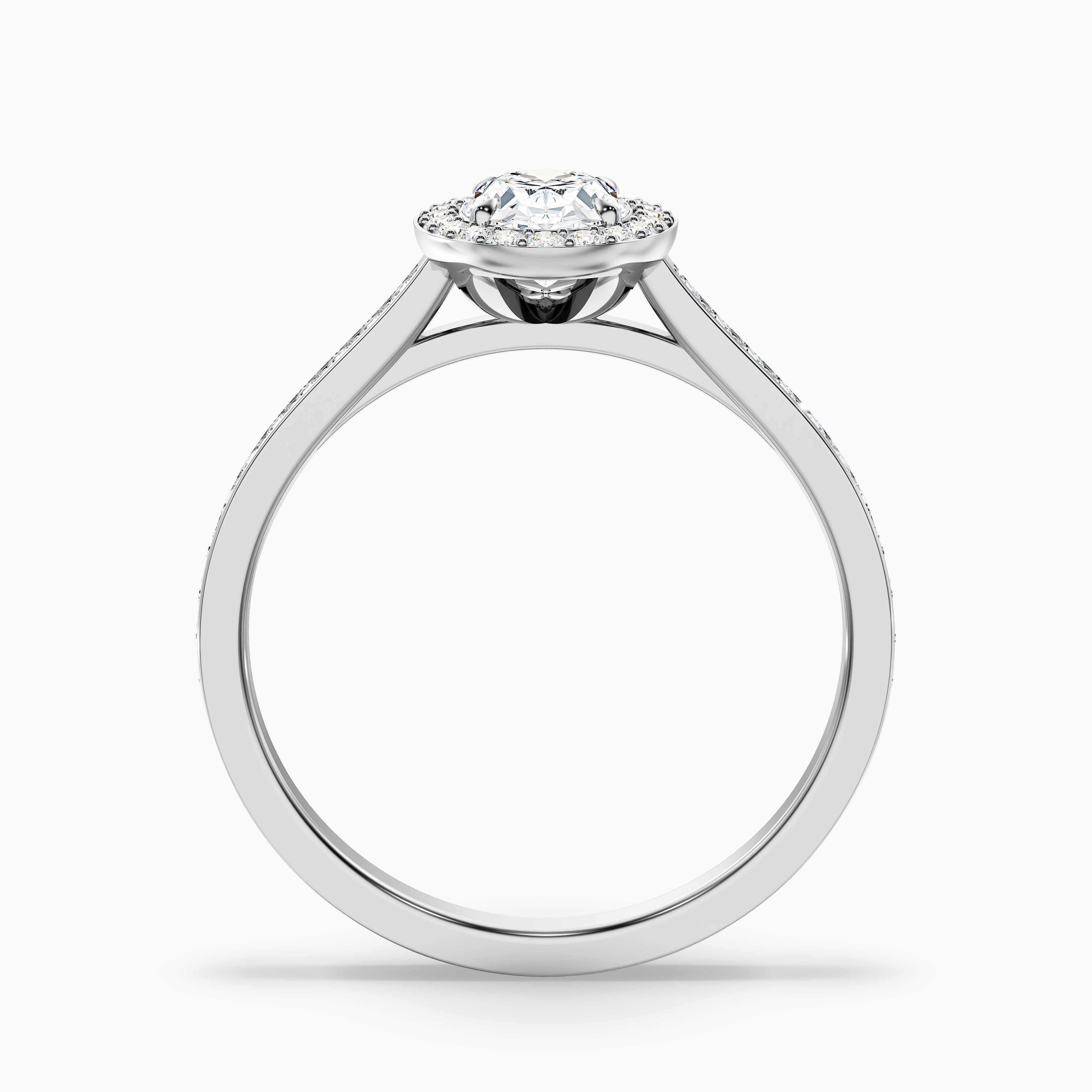 Erin 3 Carat Oval Halo Pave Lab Grown Engagement Ring in Platinum